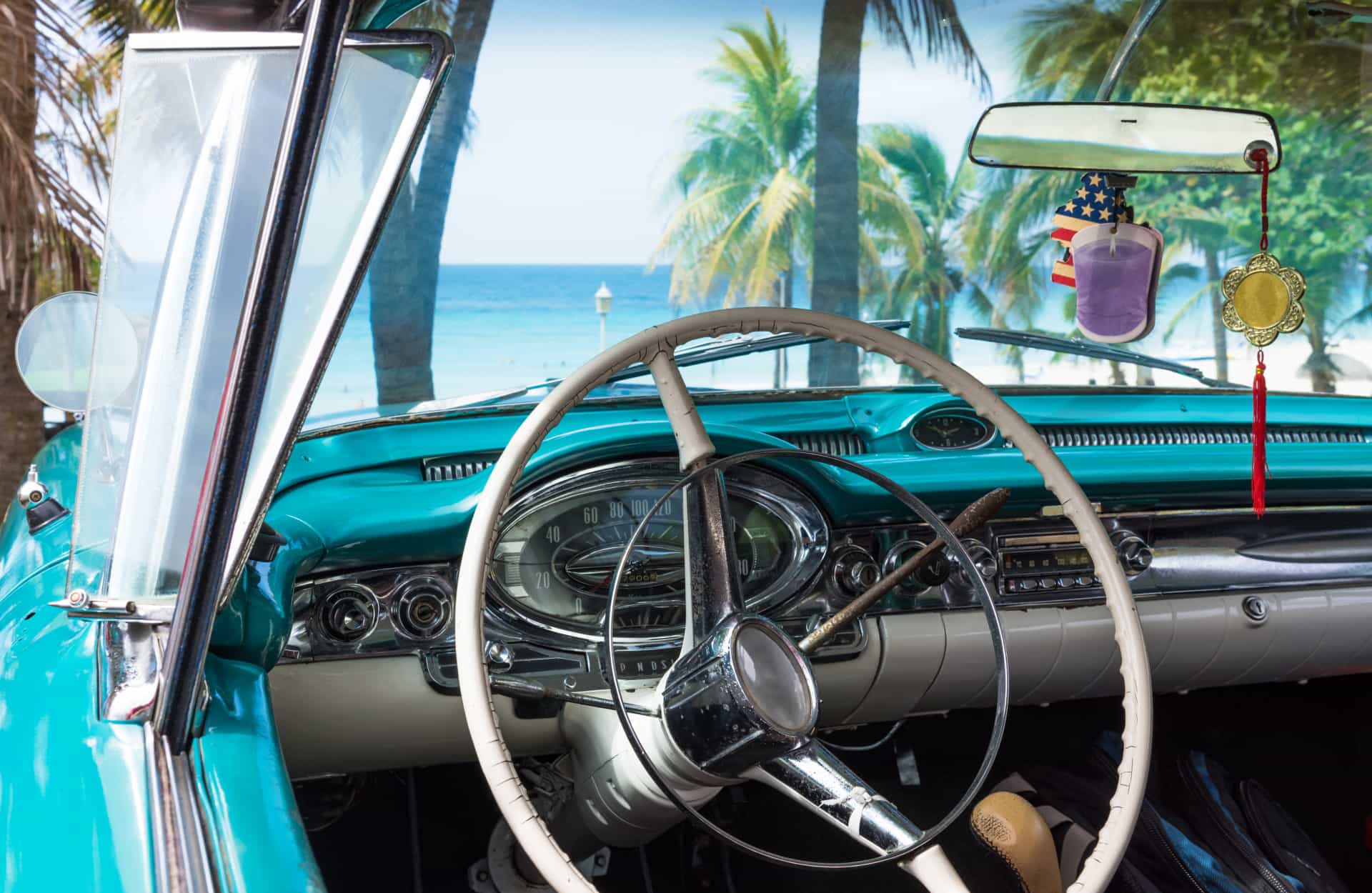 This includes the cars' interior and the classic steering wheels.