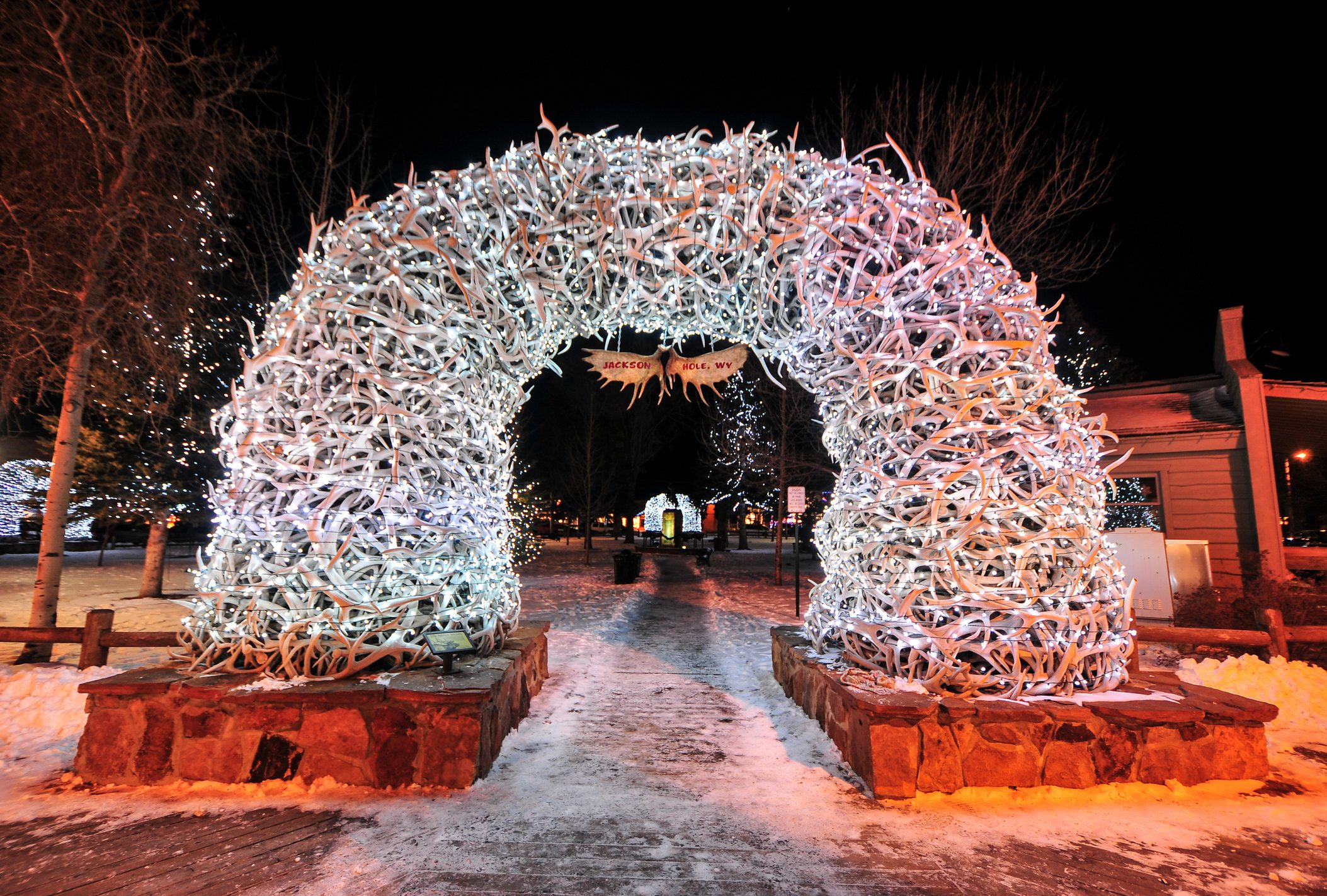 <p><strong>Best for:</strong> Animal lovers</p> <p>Where else can you take sleigh rides to see elk? This mountain town is surrounded by ski resorts, Grand Teton National Park, and the National Elk Refuge, where you can take a sleigh ride to view the aforementioned animals. Downtown, thousands of lights will illuminate the famous elk antler arches, and children can leave a letter for Santa in his mailbox. Santa will also "drop in" from the aerial tram on Christmas Eve. Resorts and hotels throughout the area also offer their own seasonal festivities as well.</p> <p>For an affordable place to stay in this expensive ski town, try the Elk Country Inn. Rustic yet comfortable, the log cabin-themed accommodations are within walking distance of the antler arches.</p> <p class="listicle-page__cta-button-shop"><a class="shop-btn" href="https://www.tripadvisor.com/Hotel_Review-g60491-d248257-Reviews-Elk_Country_Inn-Jackson_Jackson_Hole_Wyoming.html">Book Now</a></p>