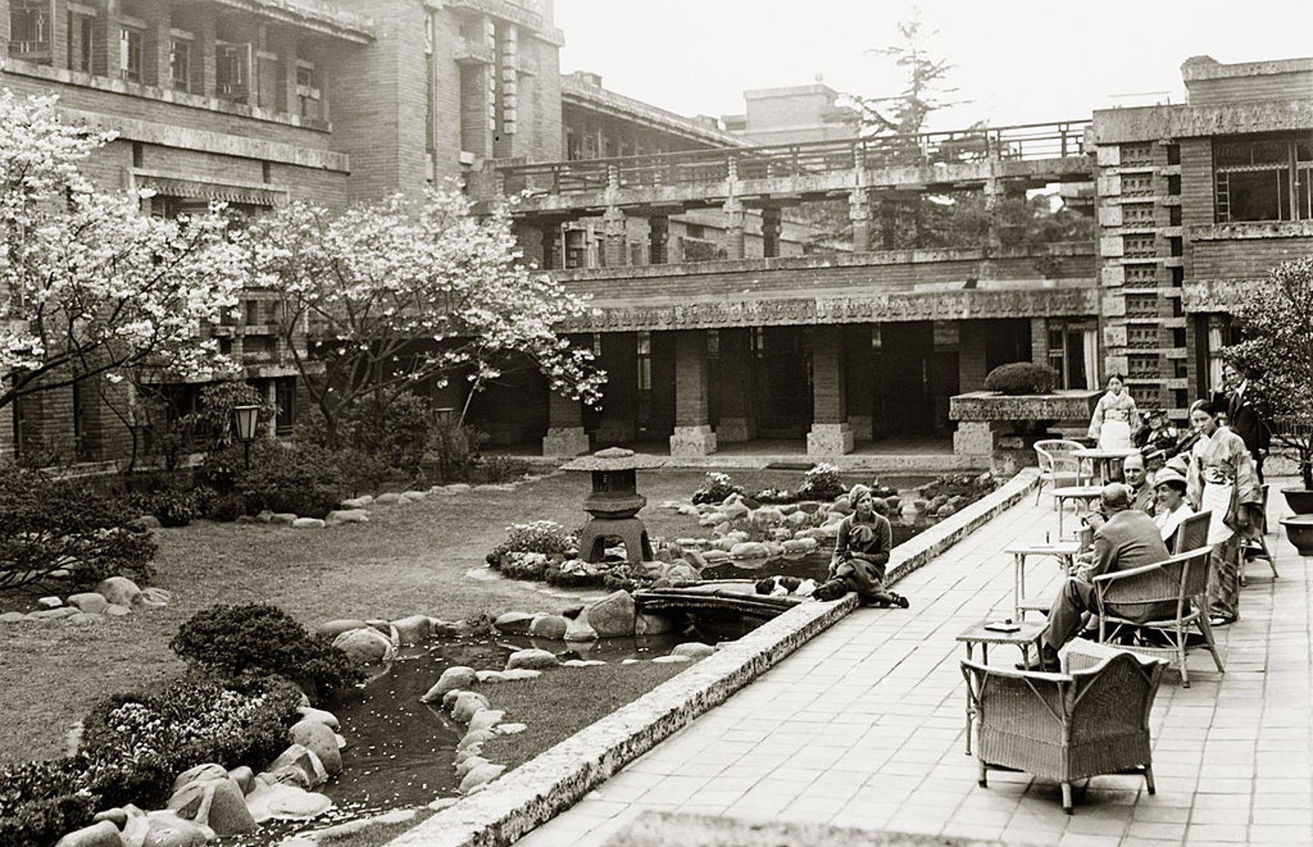 <p>The Imperial Hotel (pictured), designed by Frank Lloyd Wright, was opened in 1923. After its destruction during the Second World War and the end of the American occupation in 1952, Tokyo was completely rebuilt. Sadly this hotel was demolished in 1968. In the 1970s, Tokyo had one of the tallest skyscrapers in Asia and the building of an extensive transport system brought commerce, employment and an influx of tourists, which continues today.</p>