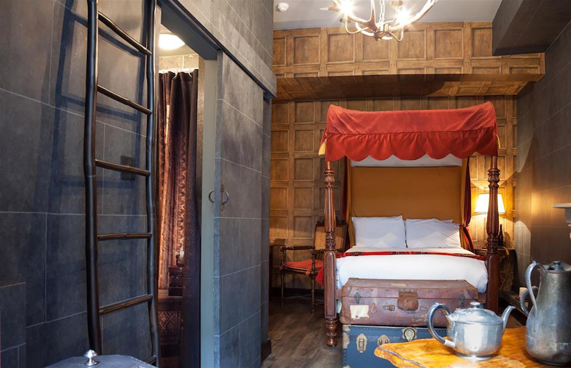 <p>You're a wizard, Harry! Or at least you can pretend to be one at <a href="https://www.booking.com/hotel/gb/georgianhousehotel.en-gb.html">The Georgian House Hotel</a> in London. Book a stay at the enchanted chamber or the family wizard chamber and be transported to one of the dormitories in Hogwarts School of Witchcraft and Wizardry. Don't forget to give the right password to The Fat Lady to gain access though...</p>