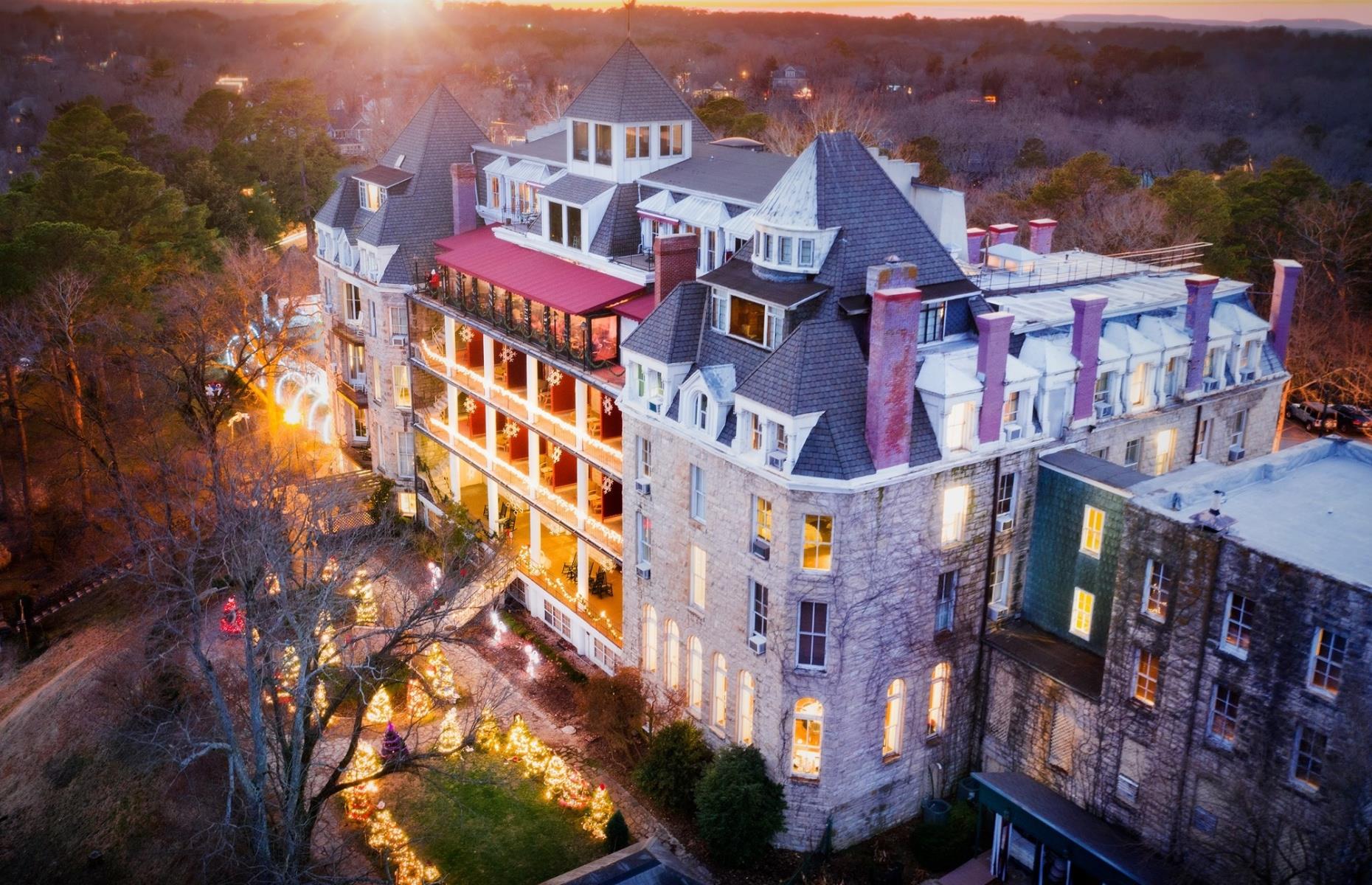 <p>A grand hotel overlooking Eureka Springs city, in the Arkansas section of the Ozark Mountains, the <a href="https://crescent-hotel.com">1886 Crescent</a> is a picture of Southern hospitality. The hotel did indeed first open in 1886, but after becoming rundown it closed for a period and was purchased by new owners in the late 1990s. Both family- and pet-friendly, the resort has plenty of activities, such as ice skating in the winter, plus hiking, lawn games, yoga and wine tastings throughout the rest of the year.</p>