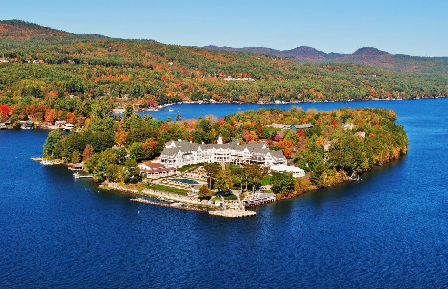 <p>An all-season resort, <a href="https://www.thesagamore.com/">The Sagamore</a> sits on a private island on Lake George with spectacular views of the Adirondack Mountains. Listed on the National Register of Historic Places, the stately hotel was built in the 1880s and immediately attracted fanfare. It was completely restored in the 1980s and once again serves as a beautiful getaway with a golf course, spa and multiple restaurants, as well as skiing and other winter activities available close by.</p>