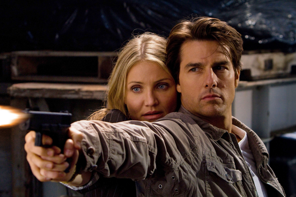 <p>Tom Cruise can be seen here in a scene with Cameron Diaz in 2010’s ‘Knight and Day’. He played Roy Miller, a covert operative who meets Cameron’s character on an airplane and insists he’s set up to take a fall.</p>