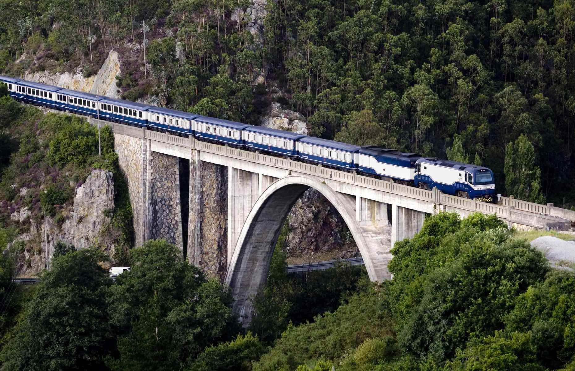 <p><a href="https://eltrentranscantabrico.com/en/">El Transcantabrico</a> may have narrower suites than other trains (due to the fact it runs on a narrow-gauge railway), but what they lack in space, they certainly make up for in style. Covering the northern coastal region of Spain, known as España Verde (or Green Spain), its seven-night trip from San Sebastian to Santiago de Compostela takes in some of the greatest landmarks. Standout scenery includes the Santander beaches and cultural highlights include the 19th century El Capricho – a palace designed by Antonio Gaudí – and Bilbao’s famous Guggenheim Museum.</p>