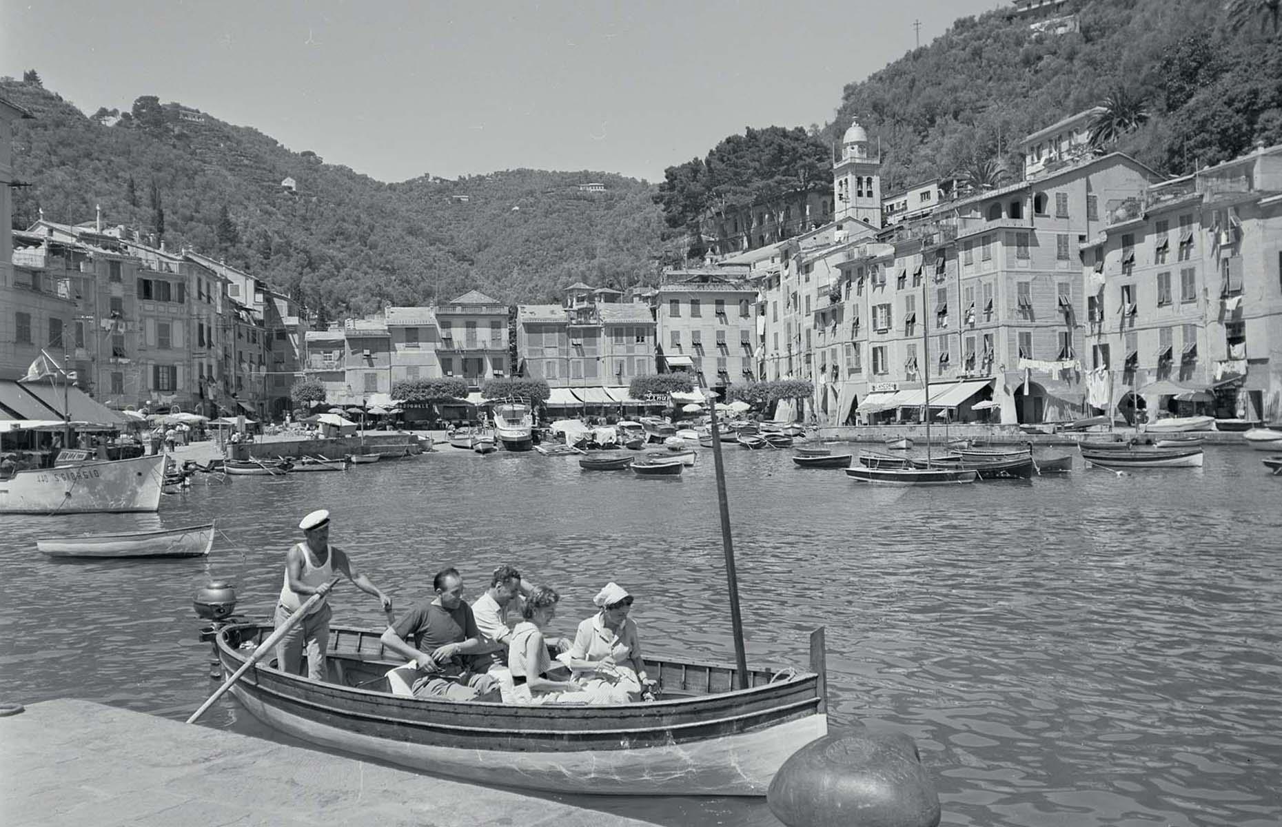 Portofino was (and arguably still is) the most famous of all the resorts on the Italian coast. By the 1950s, glamorous movie stars from across the pond – most notably Rita Hayworth, Clark Gable, Ava Gardner and Humphrey Bogart – all set their sights on Portofino for their vacations. This nostalgic shot from the 1950s perfectly captures the atmospheric town and its picturesque harbor.