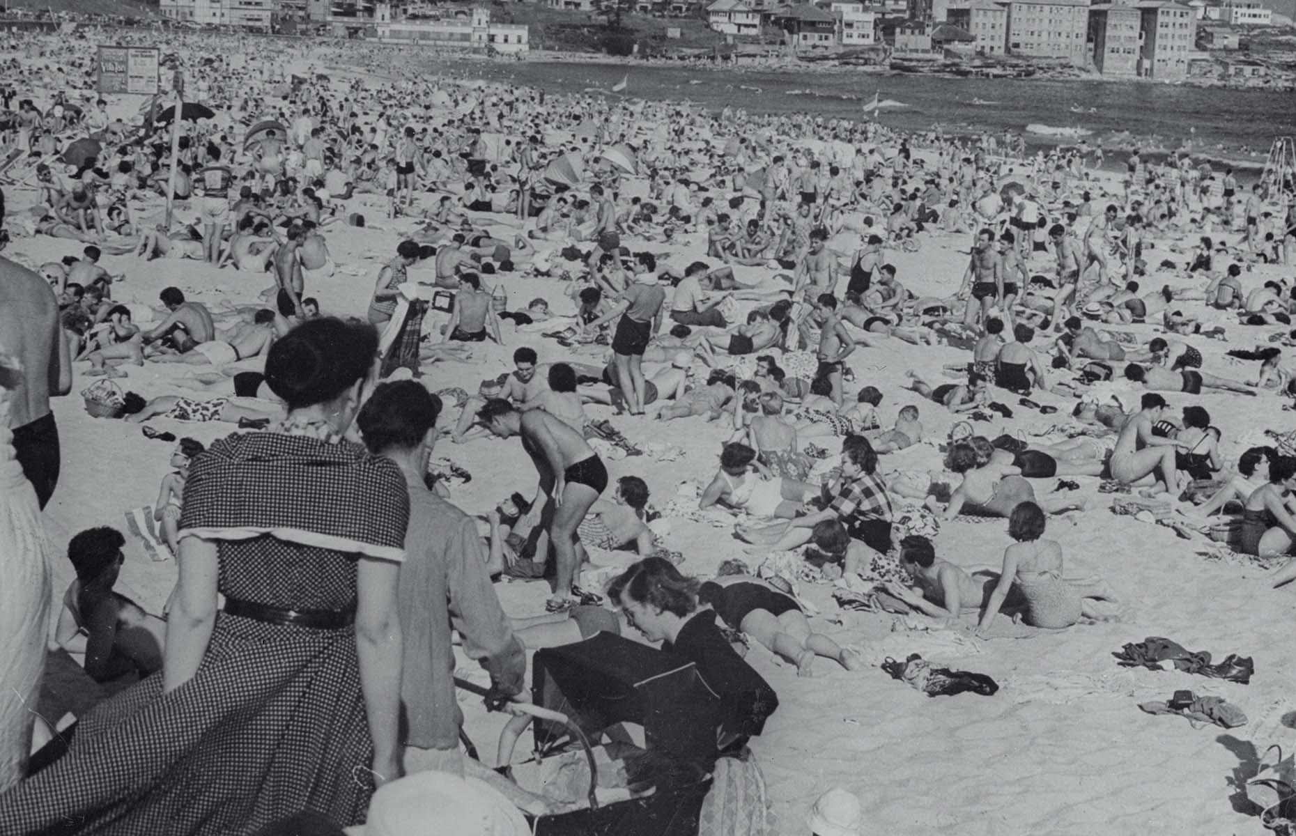 By the mid-20th century, Bondi was already famous beyond the shores of Australia and became a must-visit for anyone spending time in Sydney. As crowds packed the sands, as pictured in this snap from the 1950s, there were strict controls in place for appropriate beach attire. Between 1935 and 1961 beach inspectors would patrol the sands in a bid to maintain decency. Swimming costumes had to meet certain requirements, including strict size dimensions, and any offenders were escorted off the beach.