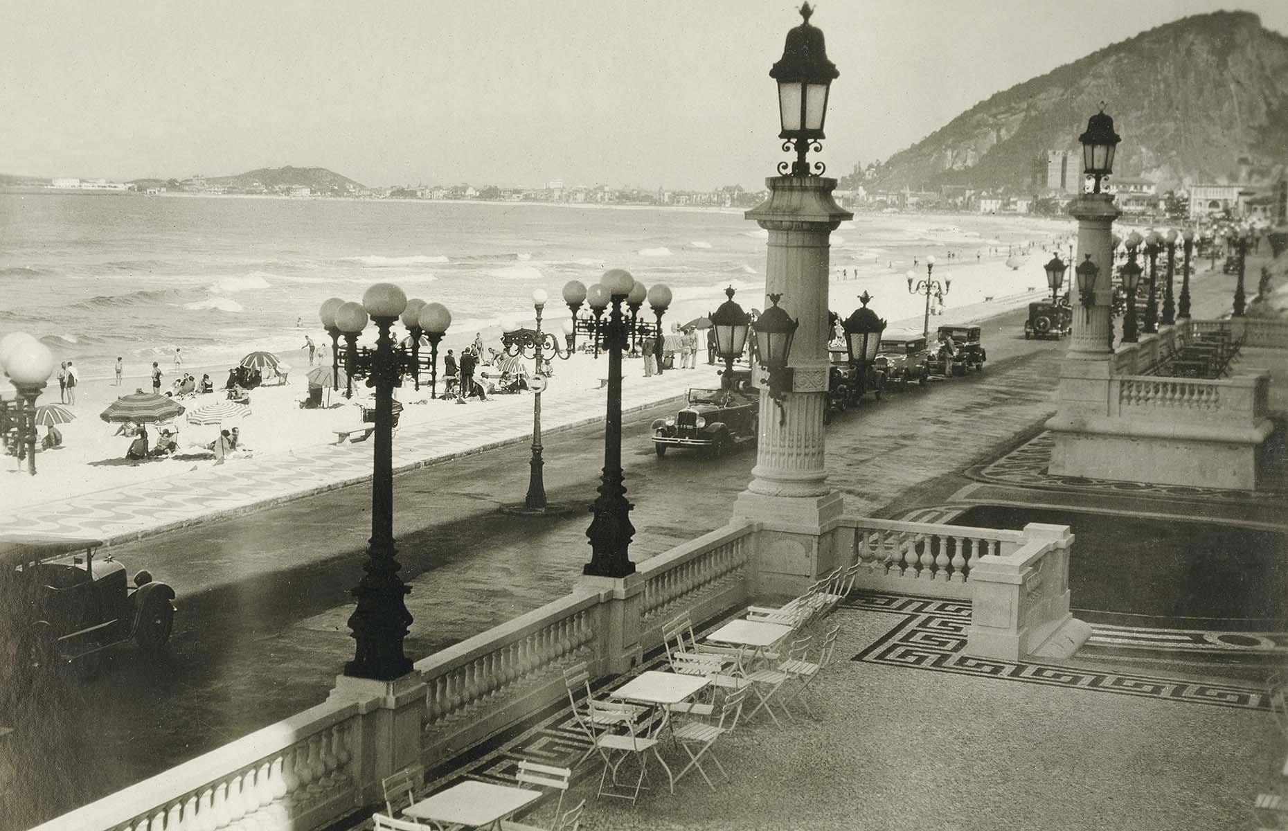 A luxury exclusive to the upper echelons of society, lounging on Copacabana beach was something most Europeans and Americans could only dream of. The Brazilian charmer was a legendary destination, with five-star hotels, first-class restaurants and entertainment facilities springing up ready to welcome royalty and movie stars. This photo, taken from Copacabana Palace circa 1930, captures the famous sands and the equally iconic wavy tiling of its beach promenade.