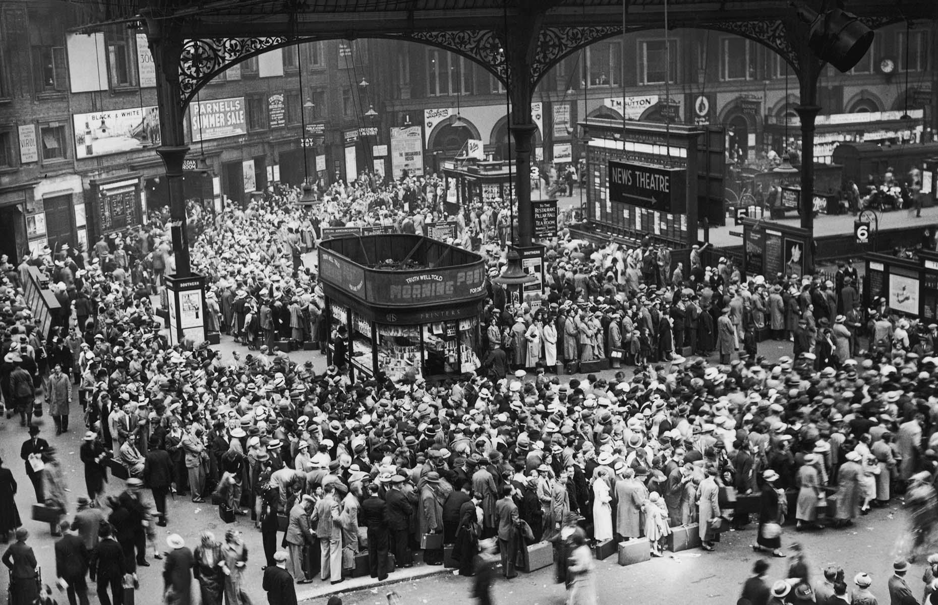 This snap of busy Victoria Station in 1936 bears a lot of resemblance to the vacation rush train travelers experience these days. With a wealth of train companies, ferrying passengers to nearly every corner of the UK, more people were able to afford tickets and by the 1920s and 1930s it was no longer a luxury reserved just for the wealthy. Many families enjoyed Bank Holidays by the beach, foreign visitors were able to discover more of the country and domestic travel to London also boomed.