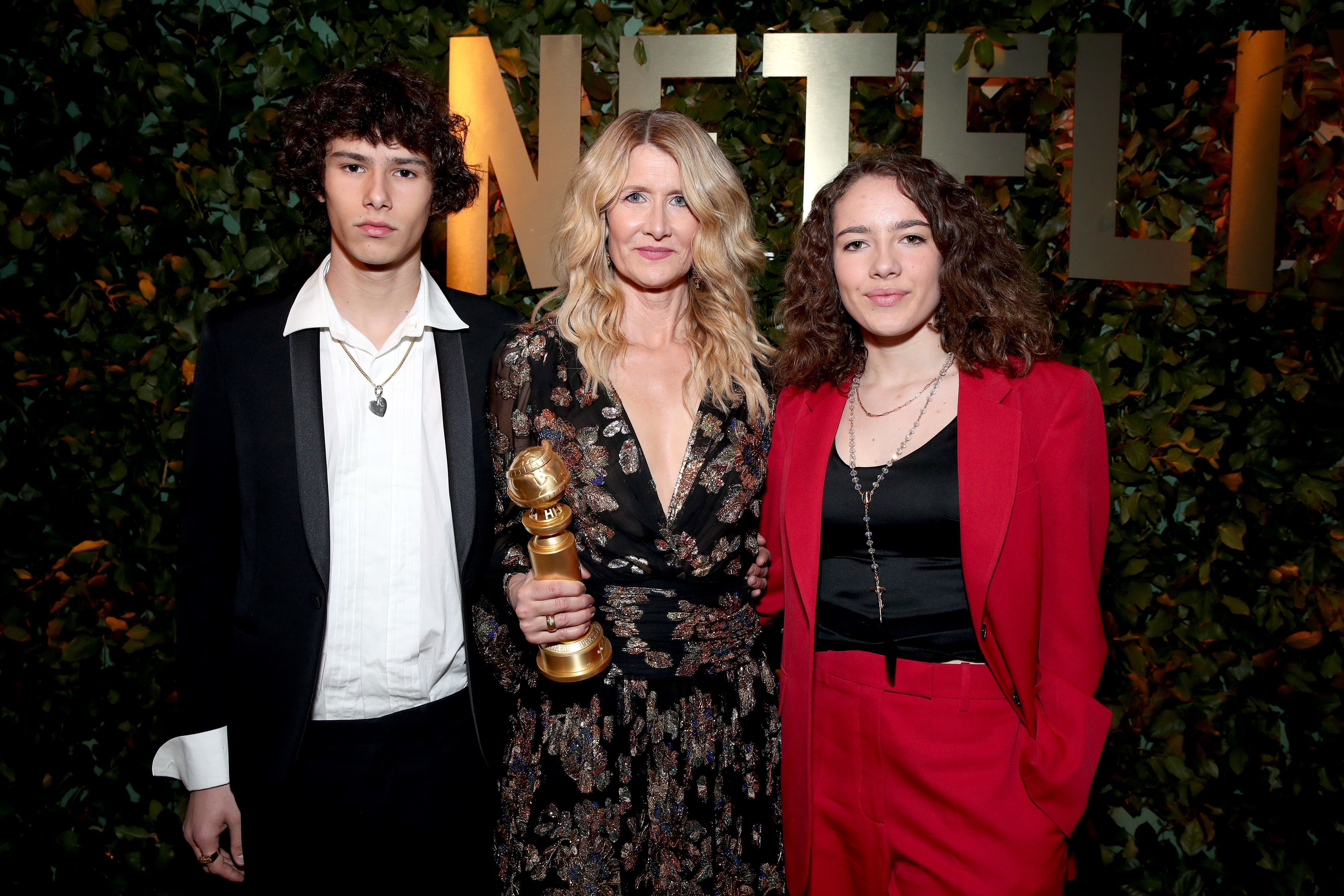 <p>Laura Dern posed with her kids with ex Ben Harper -- son Ellery Harper (who was born in 2001) and daughter Jaya Harper (who was born in 2004) -- at the Amazon Studios <a href="https://www.wonderwall.com/awards-events/golden-globes/2020-golden-globe-awards-afterparties-3021940.gallery">Golden Globes afterparty</a> in Beverly Hills on Jan 5, 2020, after winning a best supporting actress prize for her work in "Marriage Story." In 2021, Ellery -- a musician and model who made his runway debut in a 2018 Calvin Klein fashion show -- landed his <a href="https://www.instagram.com/p/CL44MTsJw_W/">first magazine cover</a>, appearing on ODDA's Spring/Summer 2021 issue. </p>