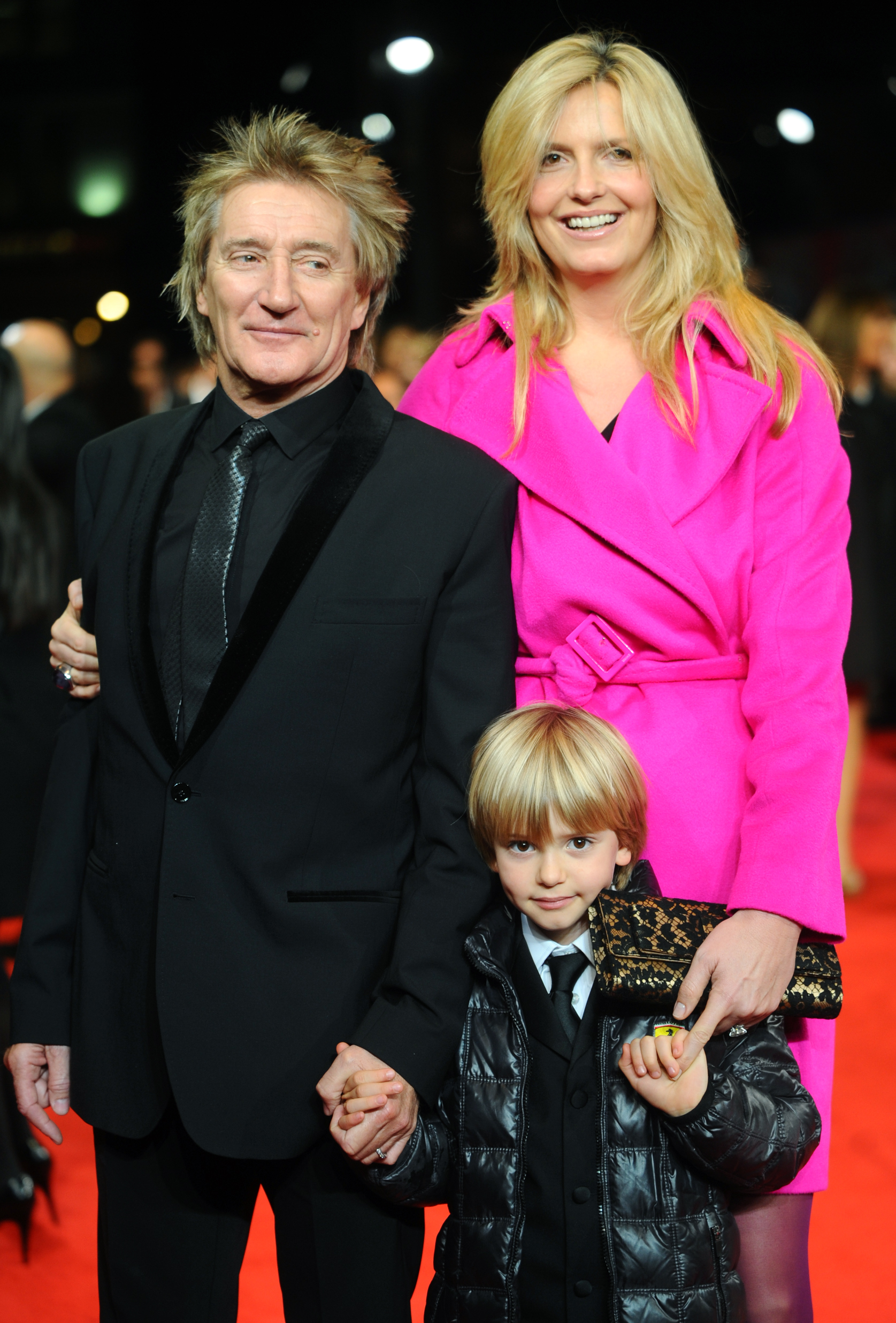 <p>Rod Stewart, then-soon-to-be wife Penny Lancaster and their elder son, a then-6-year-old Alastair Stewart, attended a royal performance of the movie "Hugo" in 3D in London on Nov. 28, 2011.</p>