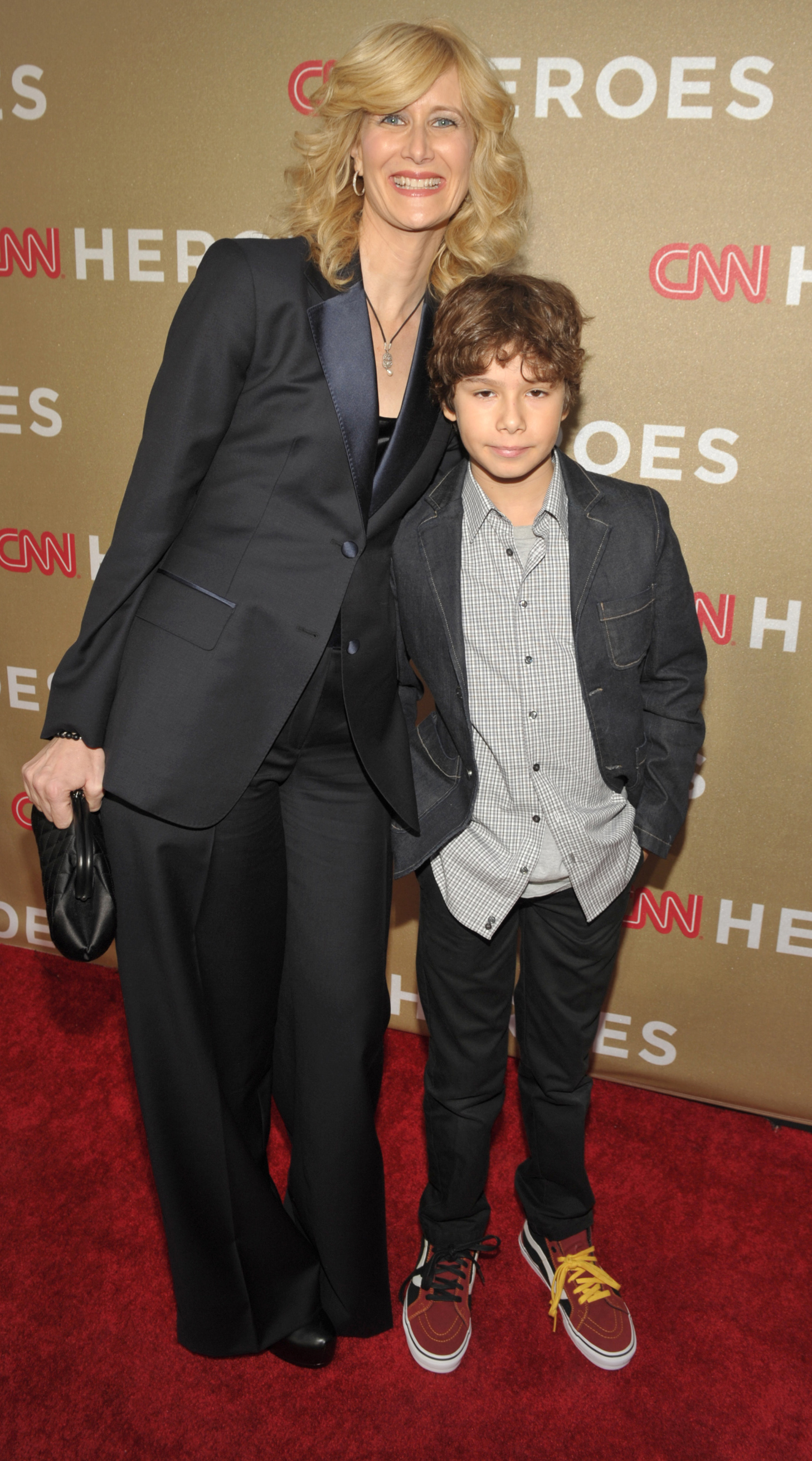 <p>Laura Dern posed with son Ellery Harper -- whose dad is the actress's ex-husband, musician Ben Harper -- at a CNN Heroes event in Los Angeles on Dec. 11, 2011, when Ellery was 10.</p>