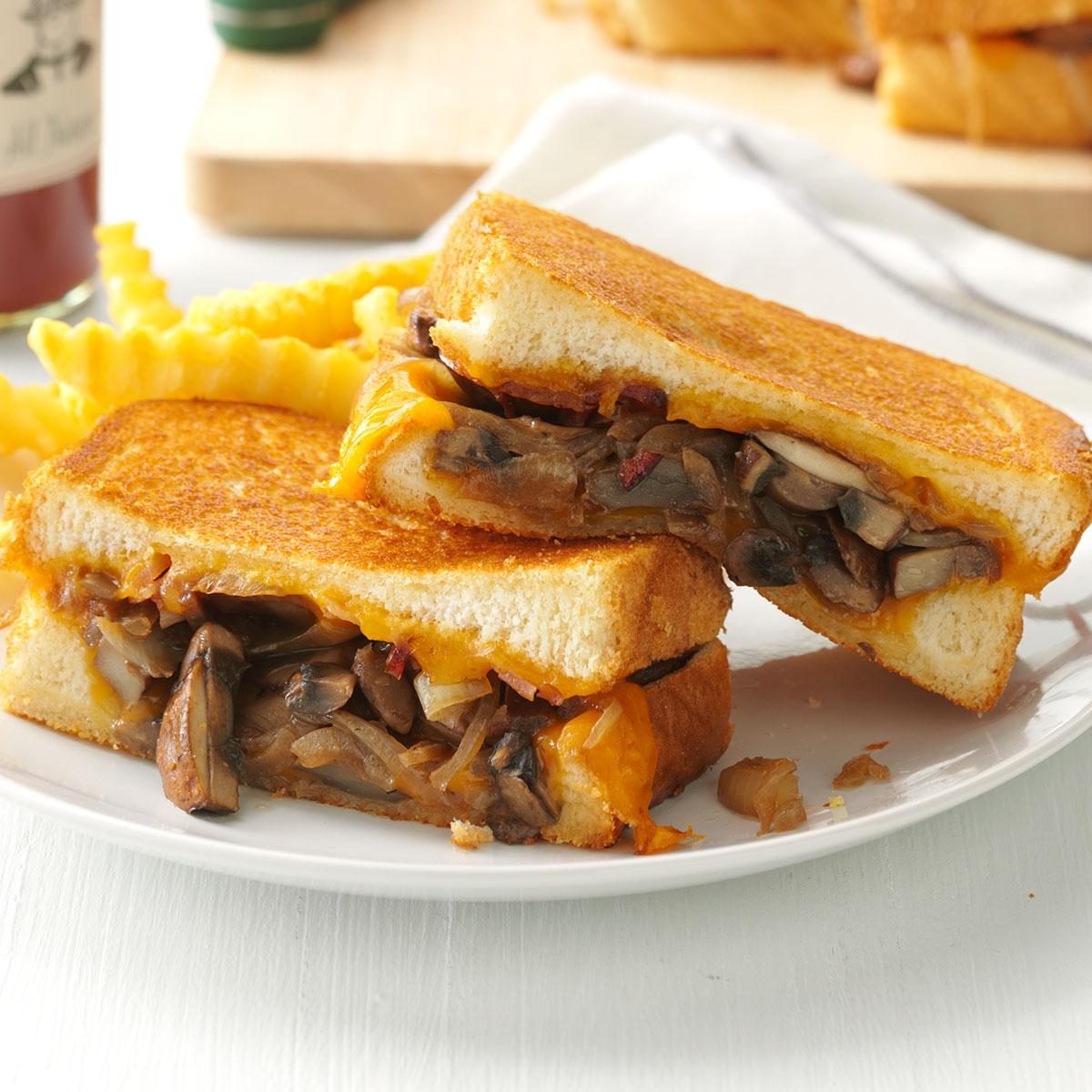 <p>We took grilled cheese up a notch with baby portobello mushrooms, bacon and cheddar. For weeknight comfort food, it’s good to the last crumb. Readers of my blog, theseasonedmom.com, love these! —Blair Lonergan, Rochelle, Virginia </p> <div class="listicle-page__buttons"> <div class="listicle-page__cta-button"><a href='https://www.tasteofhome.com/recipes/mushroom-onion-grilled-cheese-sandwiches/'>Go to Recipe</a></div> </div>