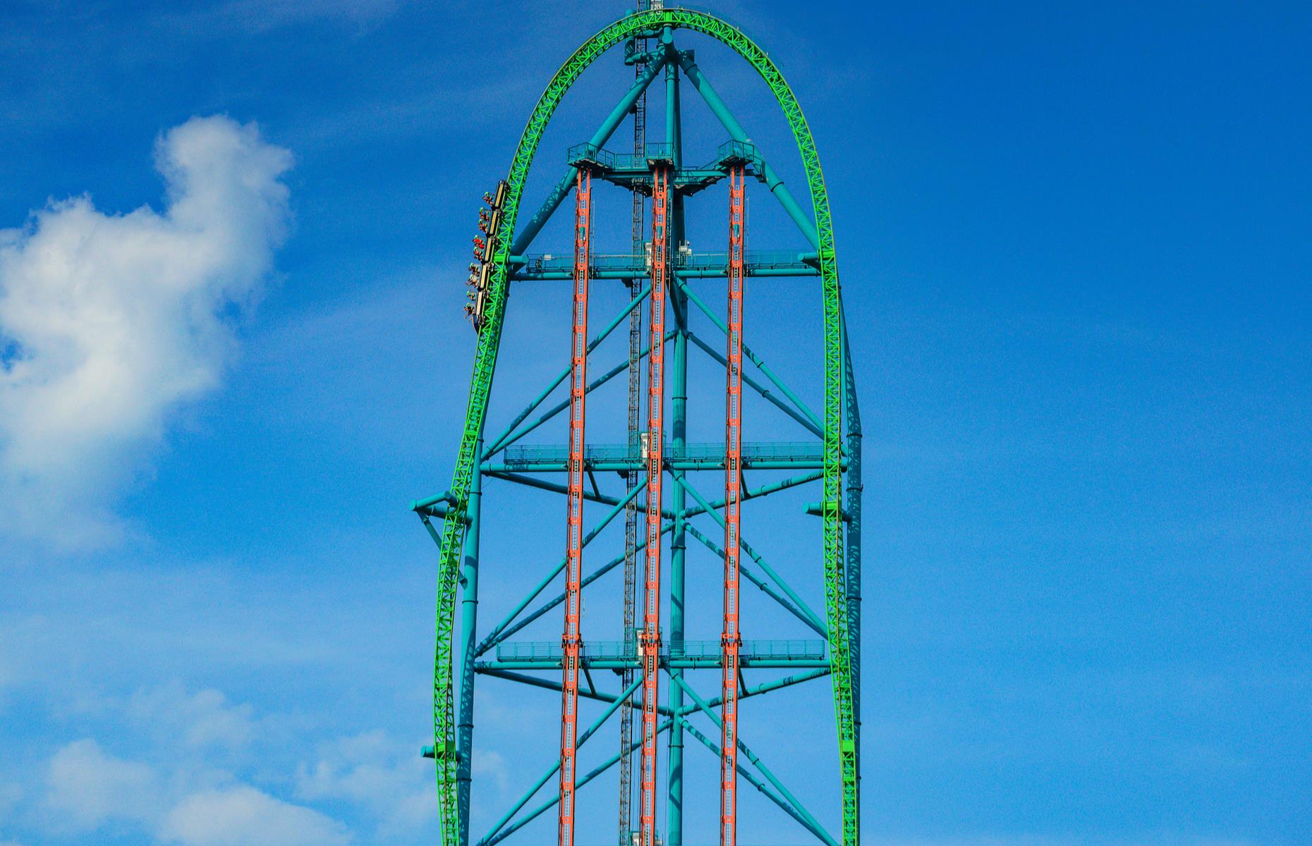 <p>Serious squeals are guaranteed for anyone brave enough to take on the world’s tallest and fastest rollercoaster. <a href="https://www.sixflags.com/greatadventure">Six Flags Great Adventure</a> lays claim to this world record with its coaster Kingda Ka, which reaches heights of up to 456 feet (139m) at an angle of 90 degrees. On launch from the station, riders go from zero to 128 miles per hour (206km/h) in just 3.5 seconds. After reaching the top, they're launched back down in a terrifying 270-degree spiral followed by a 129-foot (39m) camel hump for good measure. </p>