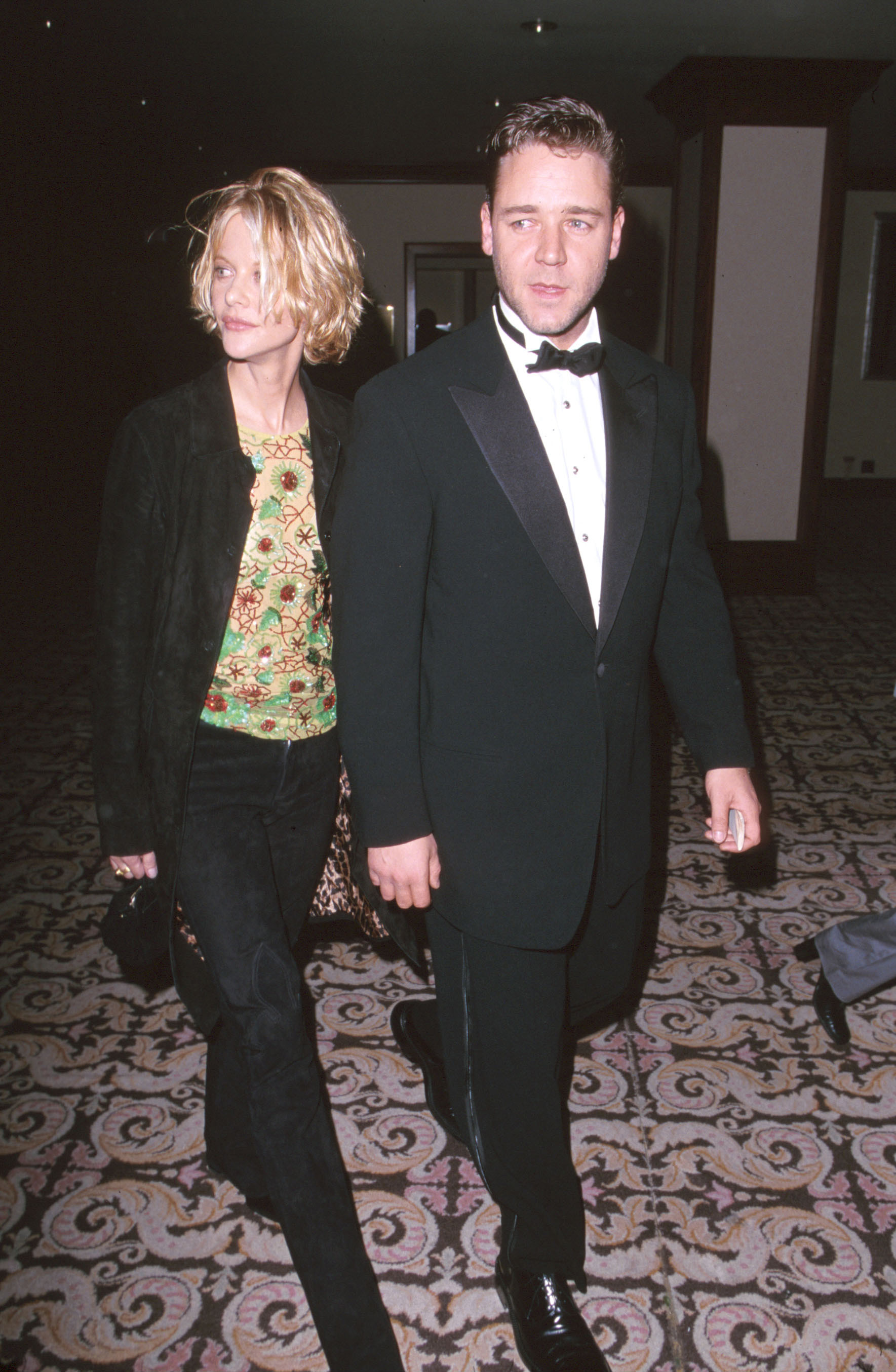 <p>Meg Ryan seemed to be happily married to Dennis Quaid when she met Russell Crowe (seen here) while filming 2000's "Proof of Life." They made headlines after starting a steamy affair, and Meg and Dennis split after nearly 10 years of marriage. Years later, Meg alleged that Dennis had cheated long before she did.</p>