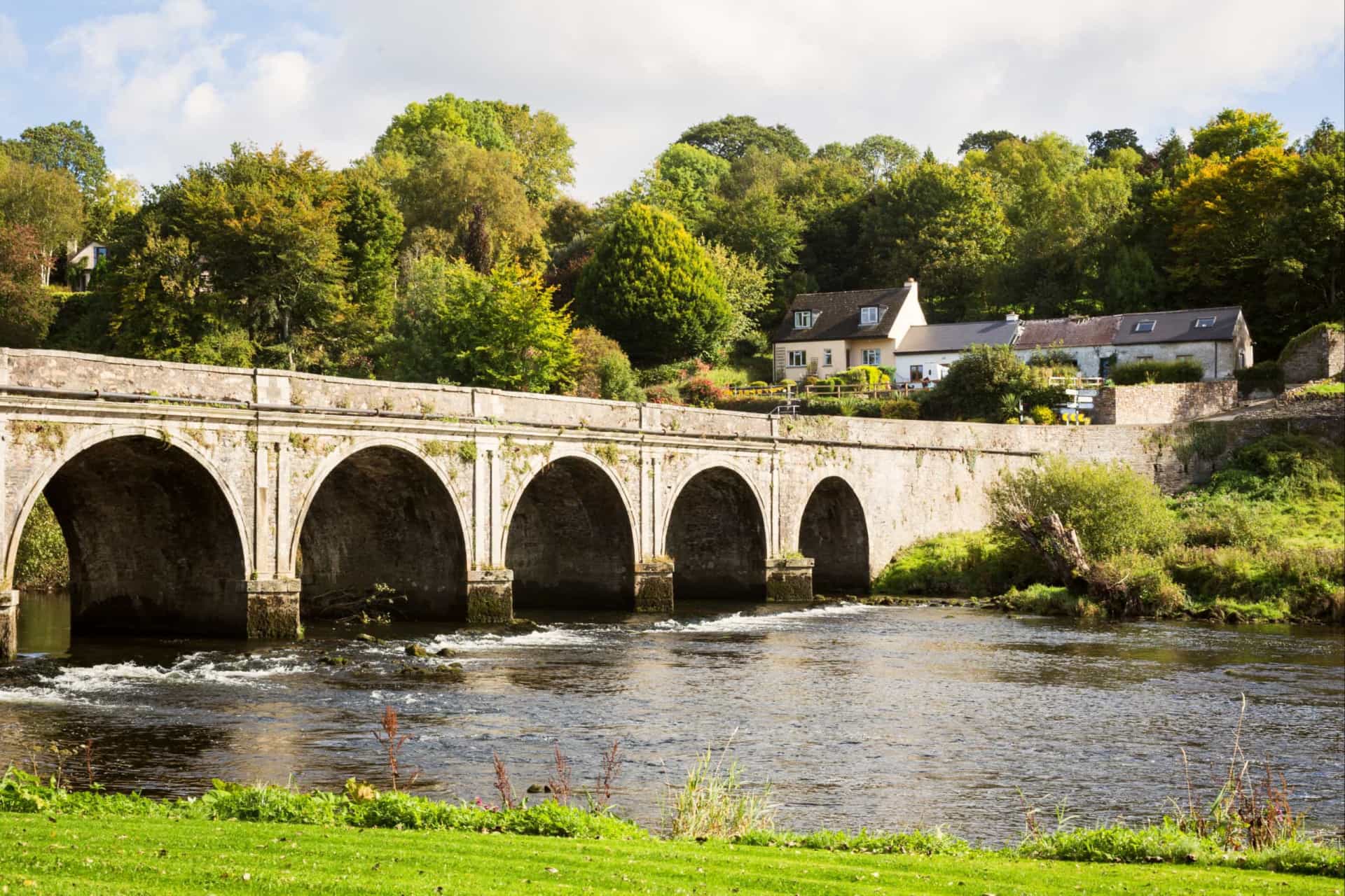 <p>The pretty village of Inistioge is entered by crossing a 10 arch stone bridge over the Nore river. The Woodstock Estate, with its derelict Georgian house, is open to the public.</p>