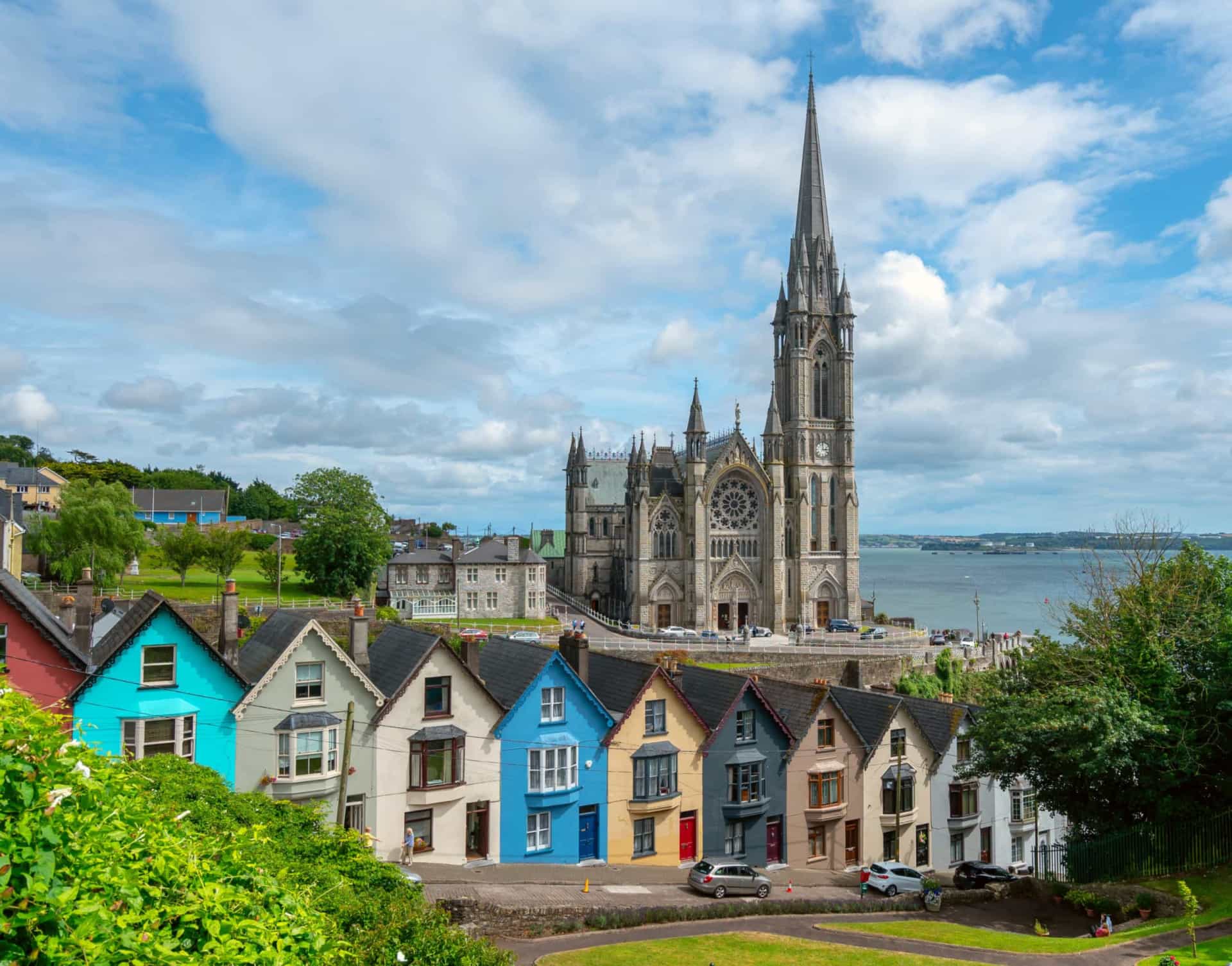 <p>The lofty spire of St Colman's Cathedral dominates the Cobh skyline, the second-tallest in Ireland, behind St John's Cathedral in Limerick. Cobh, incidentally, is where Annie Moore and her brothers departed from, bound for America. She was the first immigrant to the United States to pass through federal immigrant inspection at the Ellis Island station in New York Harbor.</p>