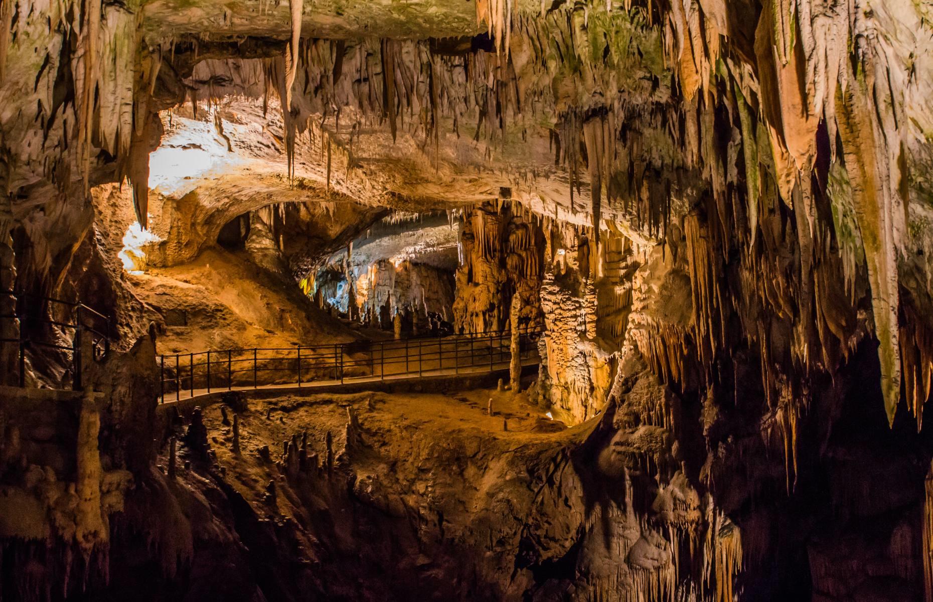 <p>Postojna Caves is Slovenia’s largest cave system, which spans over 12 miles (19km), with a quarter of that open to the public. You can walk the route, but there’s also a miniature train (opened in 1872) for a relaxing exploration of 2.2 miles (3.7km). Look out for the creepy, almost translucent olms, or “baby dragons", in the exhibition aquarium.</p>  <p><strong><a href="https://www.loveexploring.com/gallerylist/64460/12-reasons-to-love-slovenia">See more reasons to love Slovenia</a></strong></p>