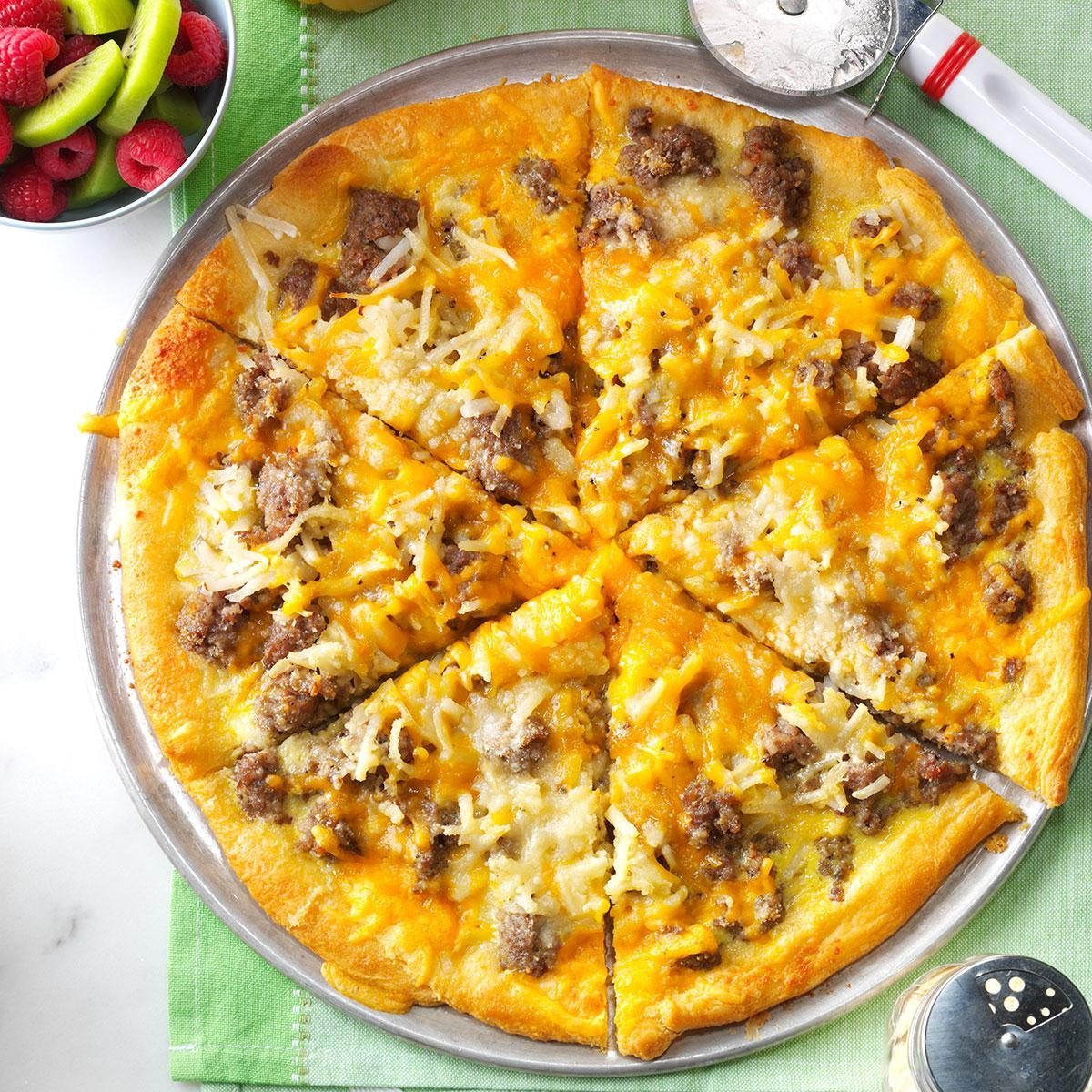 <p>Pizza for breakfast? Kids of all ages will love making—and munching—this hearty meal-in-one made with convenient crescent rolls and frozen hash browns. It's even great for camping! —Rae Truax, Mattawa, Washington</p> <div class="listicle-page__buttons"> <div class="listicle-page__cta-button"><a href='https://www.tasteofhome.com/recipes/sausage-and-hashbrown-breakfast-pizza/'>Go to Recipe</a></div> </div>