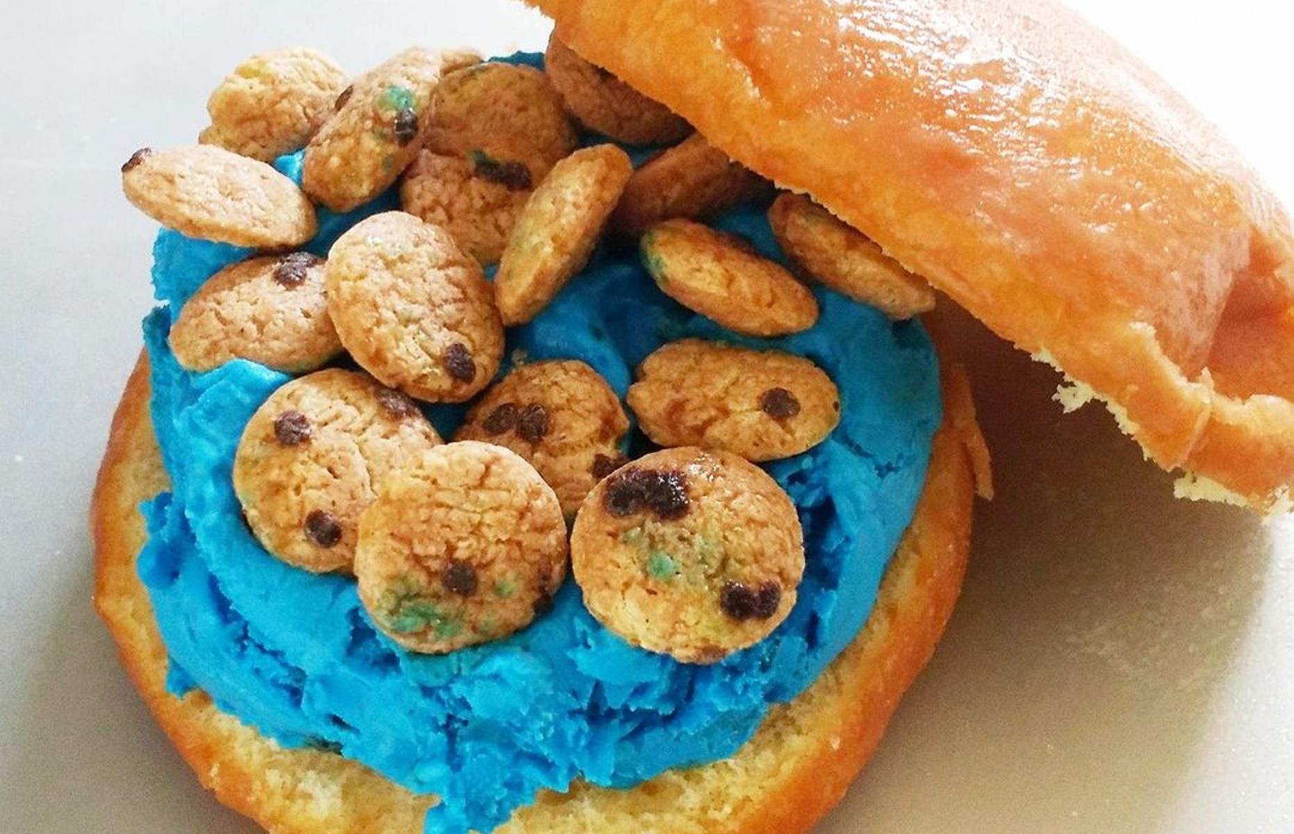 <p><a href="https://www.facebook.com/NovelPHX/">Novel Ice Cream</a> does offer its variety of ice cream flavors in a cup or waffle sandwich, but it’s the warm donut buns, with a scoop stuffed inside, that it's best known for. The bright blue Cookie Monster ice cream donut or ‘doughmelt’, with mini cookies and crushed Oreos, is a real standout in both taste and appearance.</p>