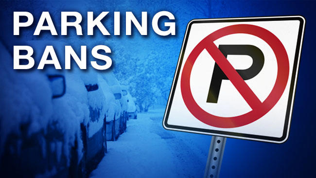 List Of Parking Bans During Snow Storm On Tuesday