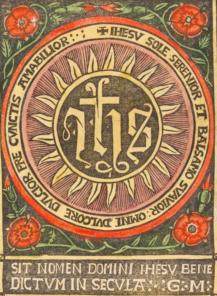 Slide 30 de 31: Este antigo monograma para Jesus é uma abreviação das três primeiras letras de seu nome em grego.