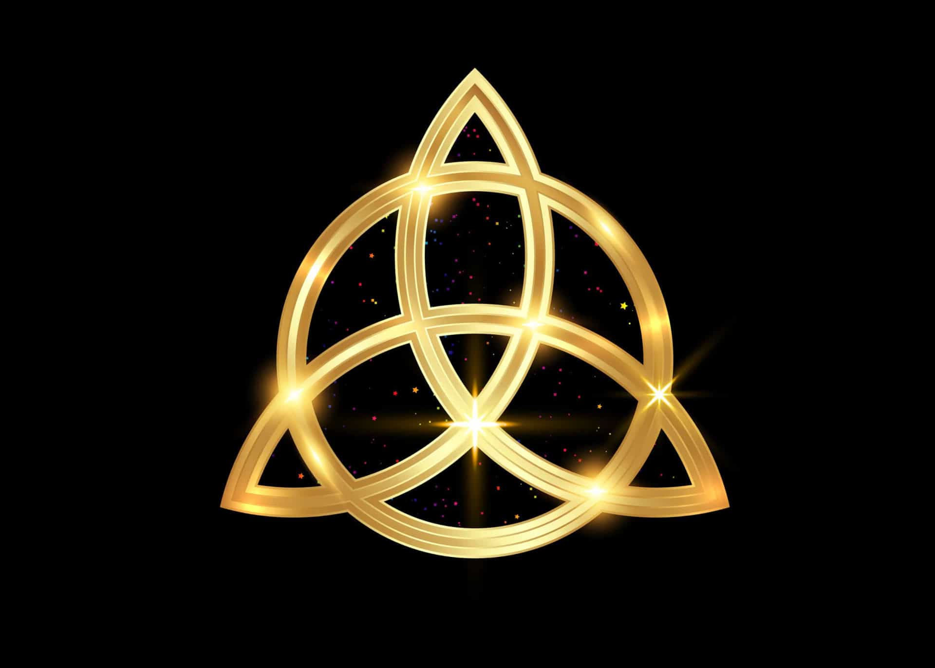 Slide 14 de 31: A triquetra simboliza a Santíssima Trindade (Deus, o Pai; Deus, o Filho; e Deus, o Espírito Santo).