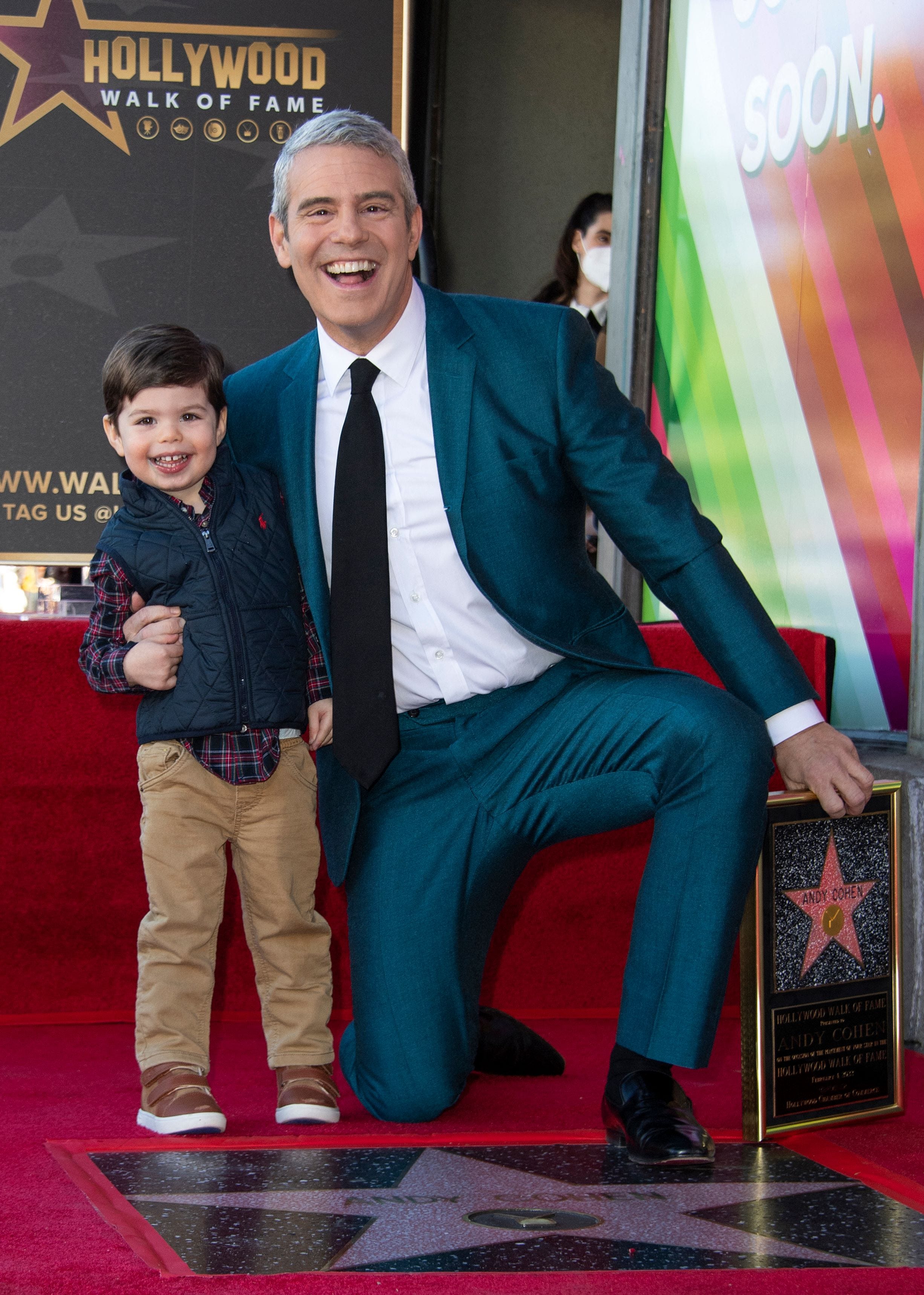 Cohen poses with his 3-year-old son Benjamin during the ceremony, which happened to fall on Benjamin's birthday.<br> <br> “It’s your birthday, we’ve got cookies waiting for you man,” Cohen <a href="https://www.youtube.com/watch?v=Fapm7-u6Ds0&t=1534s">said</a> to his son toward the end of his speech.
