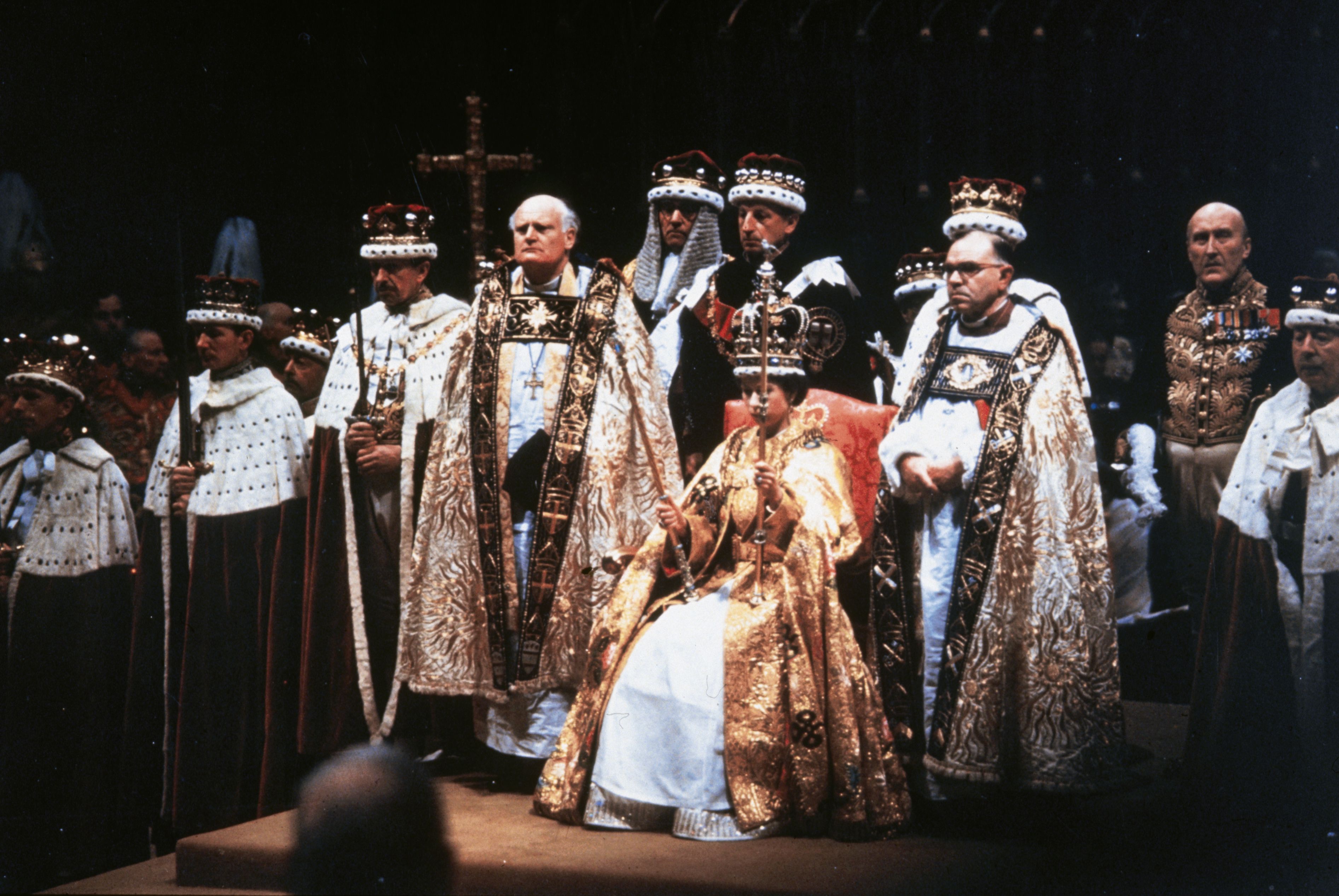 <p>Queen Elizabeth II was photographed during her official coronation ceremony at Westminster Abbey in London on June 2, 1953 -- a little more than a year after she ascended the throne and became queen upon her father's death.</p>