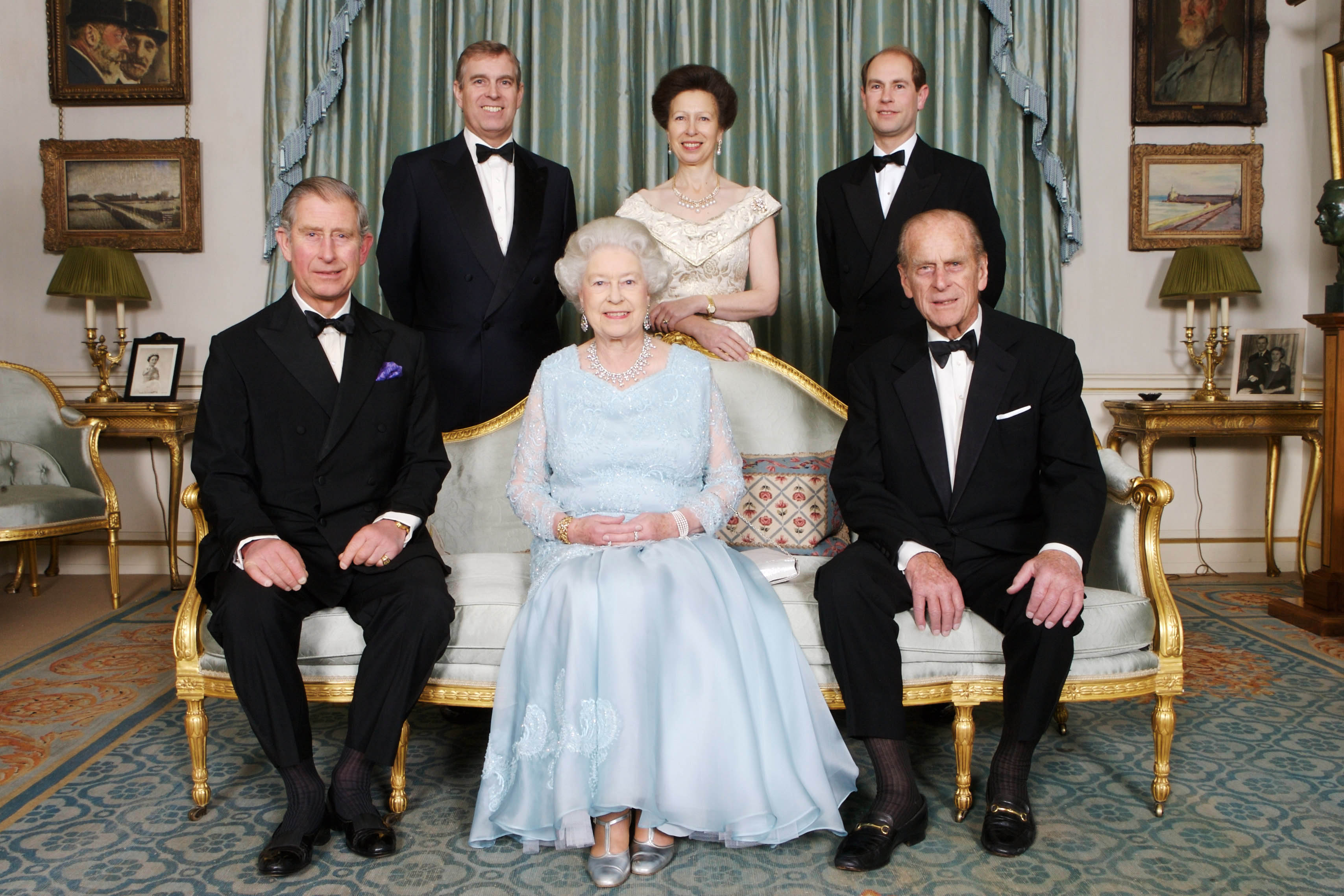 <p>Queen Elizabeth II and Prince Philip posed with their children -- Prince Charles, Princes Anne, Prince Andrew and Prince Edward -- at Clarence House in London before a Nov. 18, 2007, dinner to celebrate their diamond wedding anniversary marking 60 years of marriage.</p>