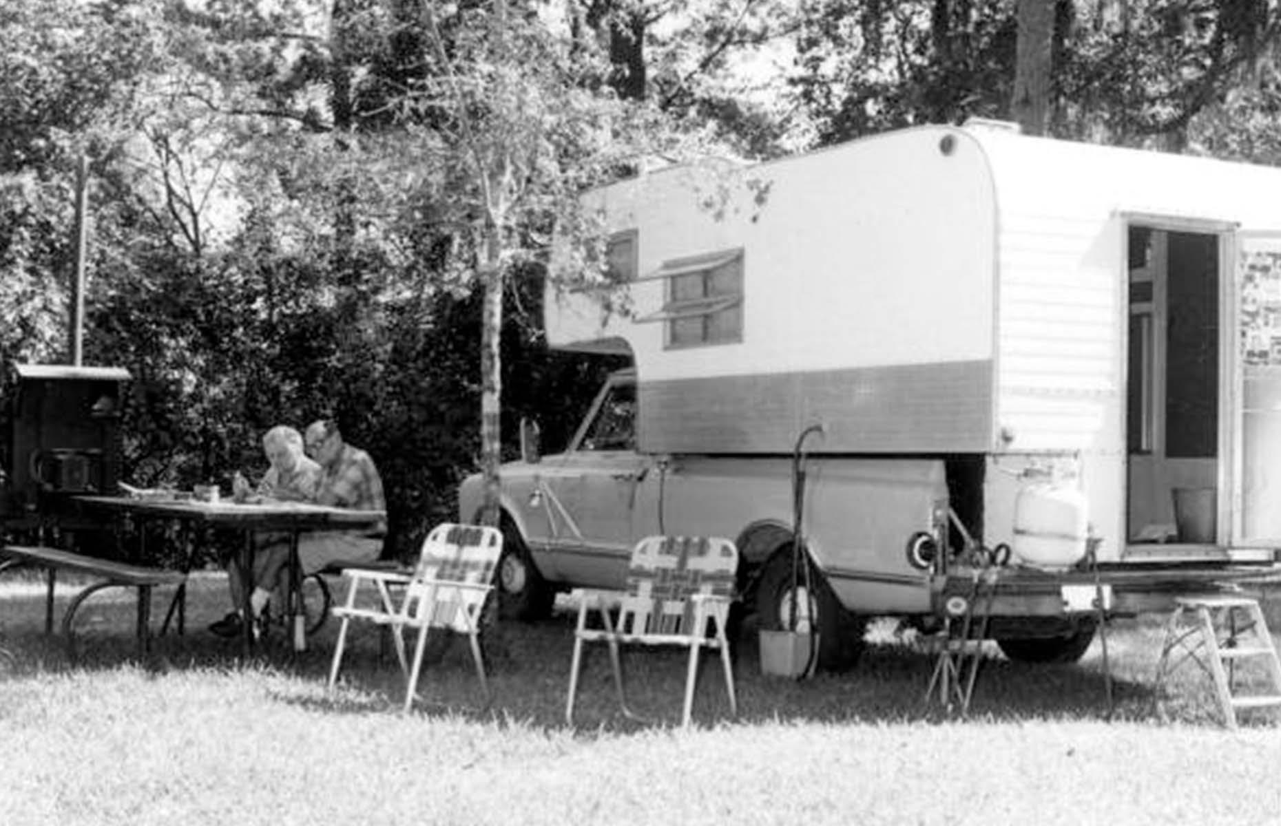 <p>Some vacationers used their RV as a base for activities like fishing, water sports or hiking, while others were content to simply be. This photo from the mid-Seventies shows an elderly couple at a picnic bench in a peaceful RV site in Torreya State Park, an underrated state park in Florida. Their lawn chairs are set out ready for a spot of sunbathing...</p>  <p><strong><a href="https://www.loveexploring.com/galleries/86372/the-most-beautiful-state-park-in-every-us-state">This is the most beautiful state park in every US state</a></strong></p>