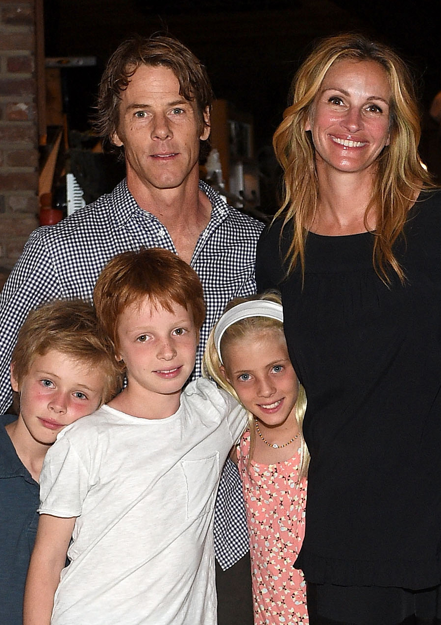 <p>Actress Julia Roberts and her husband, cinematographer Danny Moder, brought their kids -- son Henry, left (then 8), and twins Phinnaeus and Hazel (then 10) -- to the "Kelly Slater, John Moore and Friends Celebrate the Launch of Outerknown" event in Malibu on Aug. 29, 2015. Keep reading to see Hazel at 16...</p>