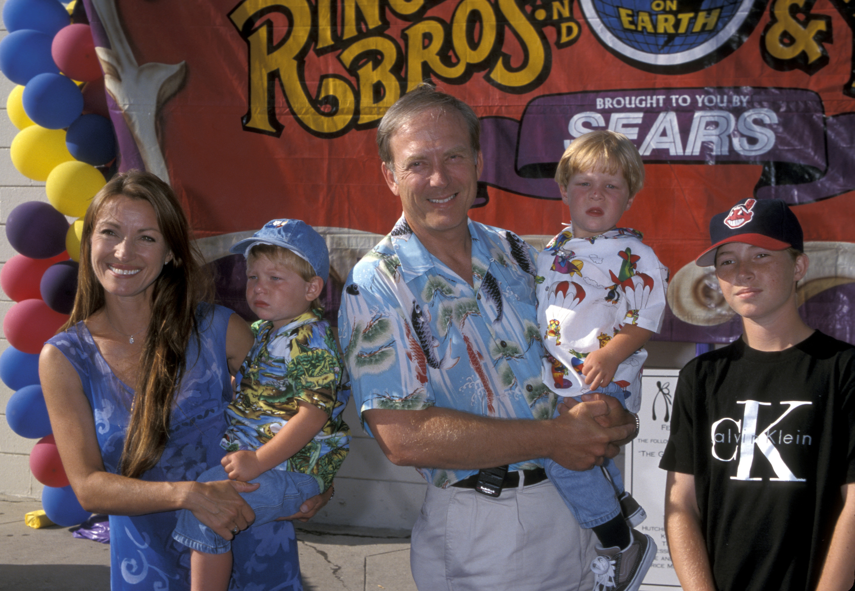 <p>Jane Seymour and fourth husband James Keach posed with their then-2-year-old twins, Kristopher Keach and John Keach, plus Jane's son from a previous marriage, Sean Flynn (then 12), at the Ringling Bros. Circus Opening Night Benefit for the Make-a-Wish Foundation on July 2, 1998. See how they've all grown up, next...</p>