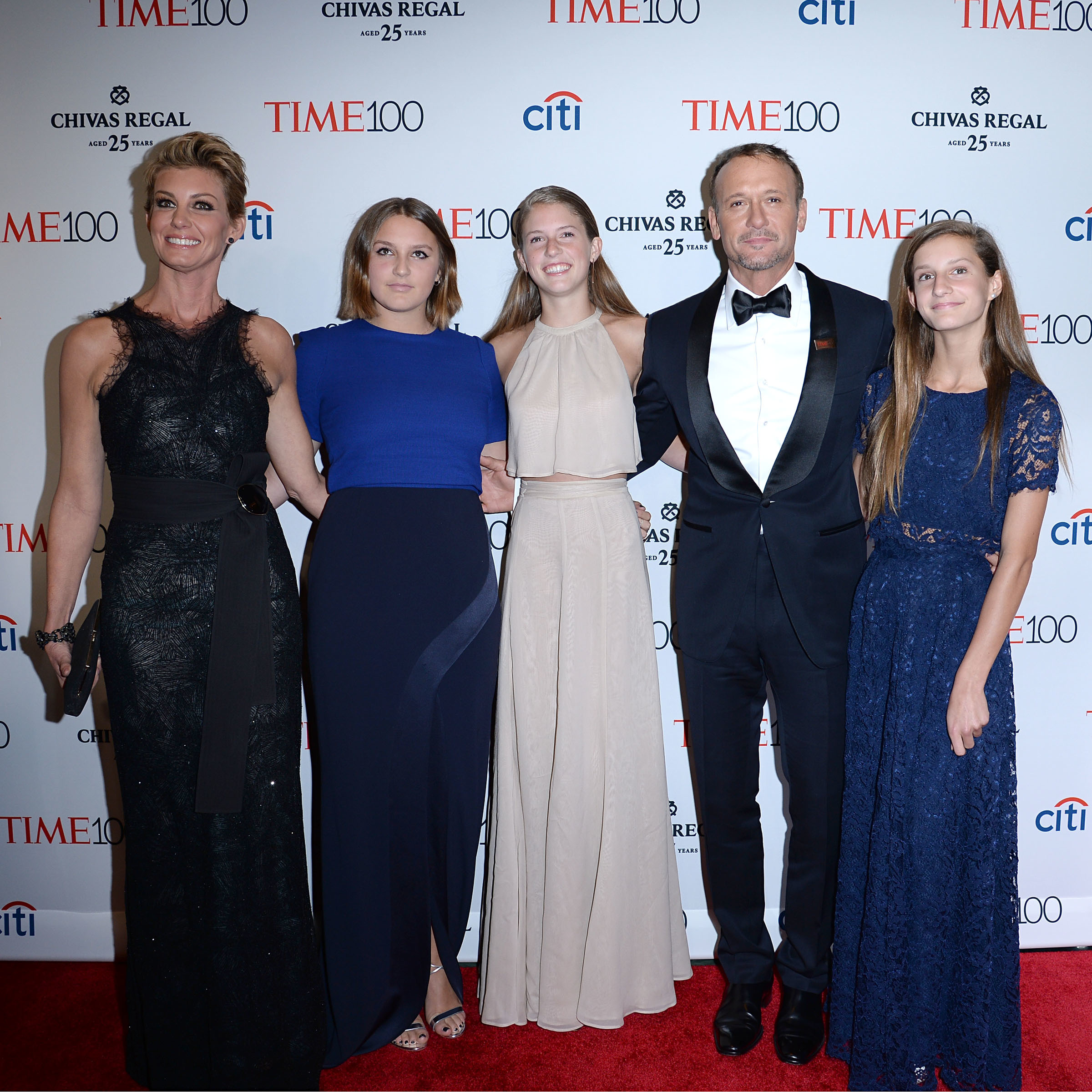 <p>Country music stars <a href="https://www.wonderwall.com/celebrity/profiles/overview/faith-hill-281.article">Faith Hill</a> and Tim McGraw posed with daughters Gracie, Maggie and Audrey at the Time 100 Gala in New York City on April 21, 2015. You'll never believe how much little Audrey, the youngest, has grown up since then...</p>