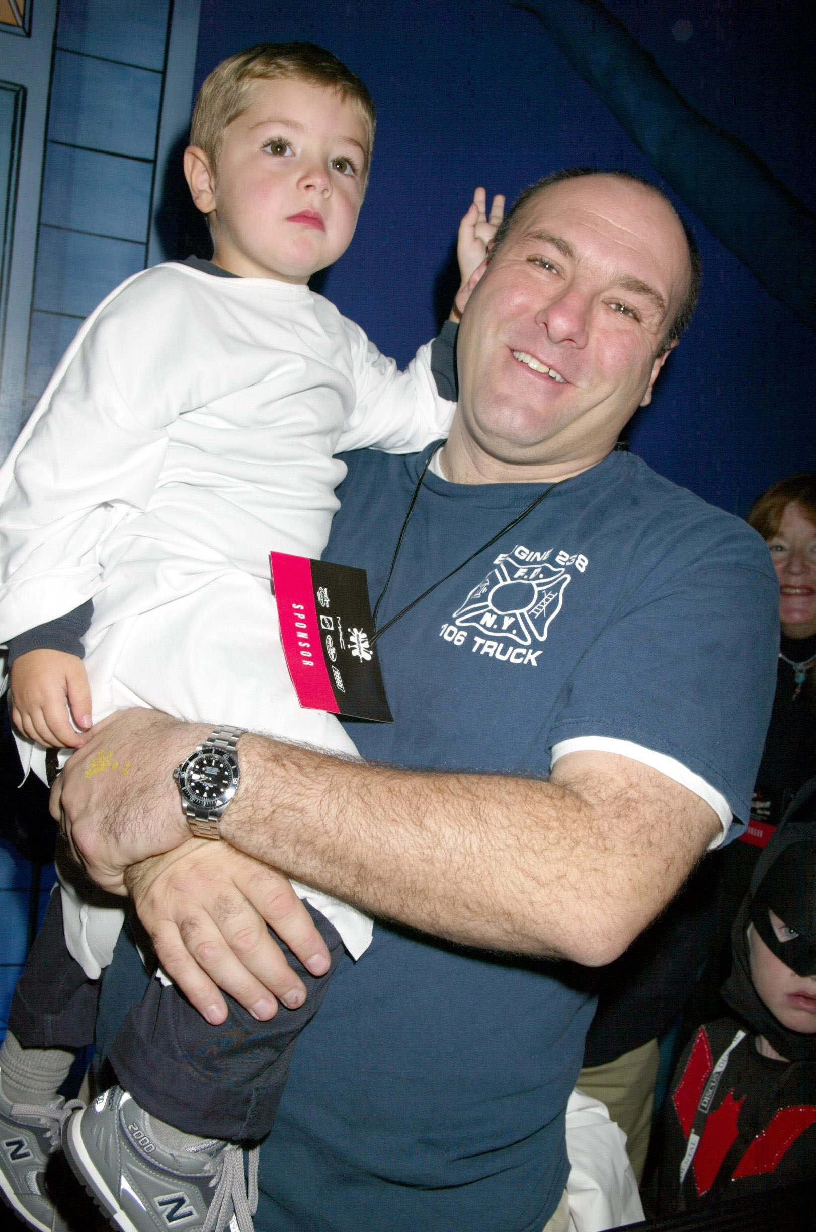 <p>James Gandolfini held his then-3-year-old son, Michael Gandolfini -- who's grown up to be an actor like his dad -- during the Nickelodeon and MAC Cosmetics benefit for the Children Affected by AIDS Foundation in New York City on Oct. 20, 2002. Michael, in fact, played the same character that made his father famous, Tony Soprano, in the October 2021 movie "The Many Saints of Newark: A Sopranos Story," which is a prequel to "The Sopranos."</p>