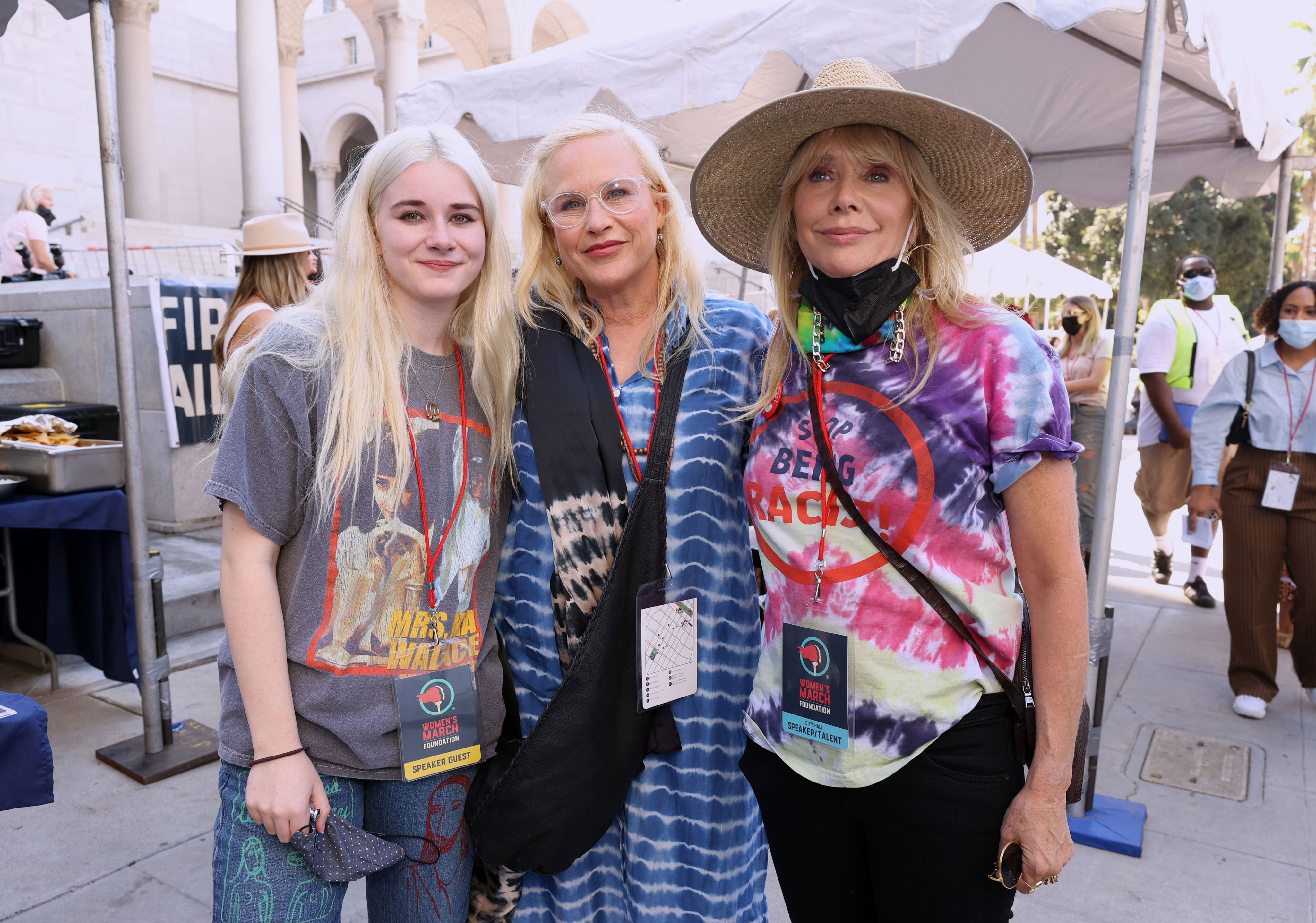 <p>Harlow Jane joined mom Patricia Arquette and aunt Rosanna Arquette at the "March 4 Reproductive Rights" at Pershing Square in Los Angeles on Oct. 2, 2021.</p>
