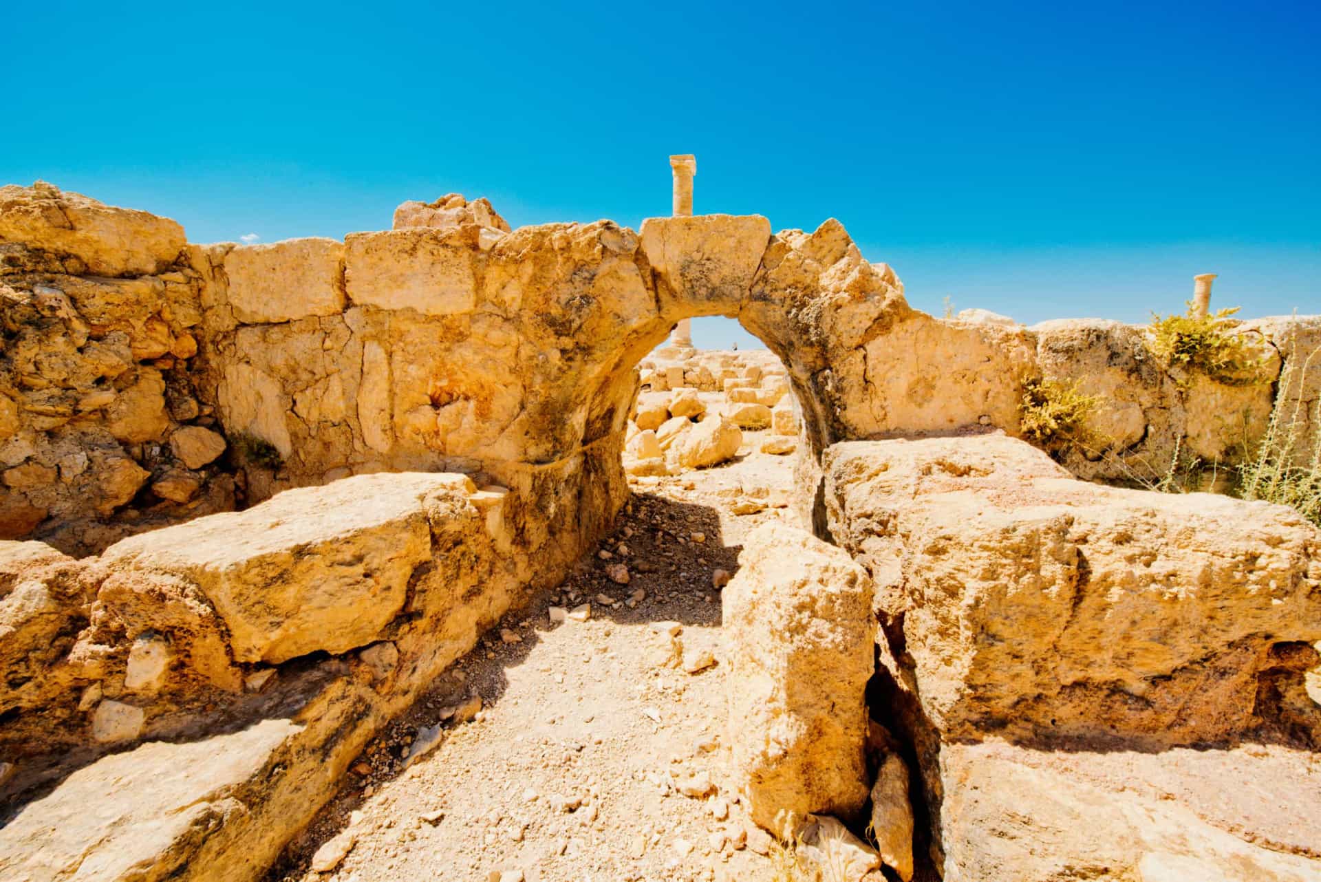 <p>Machaerus, an ancient hilltop palace and fortress located southwest of Madaba, Jordan, once served as a military base for King Herod the Great. The Bible (and Jewish historian Flavius Josephus) identified the desert stronghold as the site where John the Baptist was imprisoned and executed on the orders of the king's son, Herod Antipas.</p>