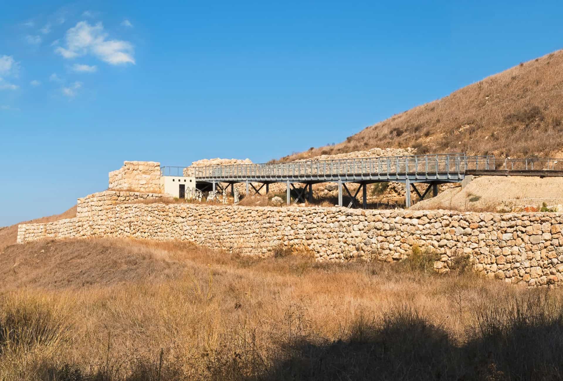 <p>The once mighty city of Lachish was said to be second only to Jerusalem in terms of power and prestige. The scene of numerous battles, most famously for its siege and conquest by the Neo-Assyrians in 701 BCE, Lachish lies near present-day Lakhish. Pictured are the ruins of the main gate and northern stone wall of this ancient biblical city.</p>
