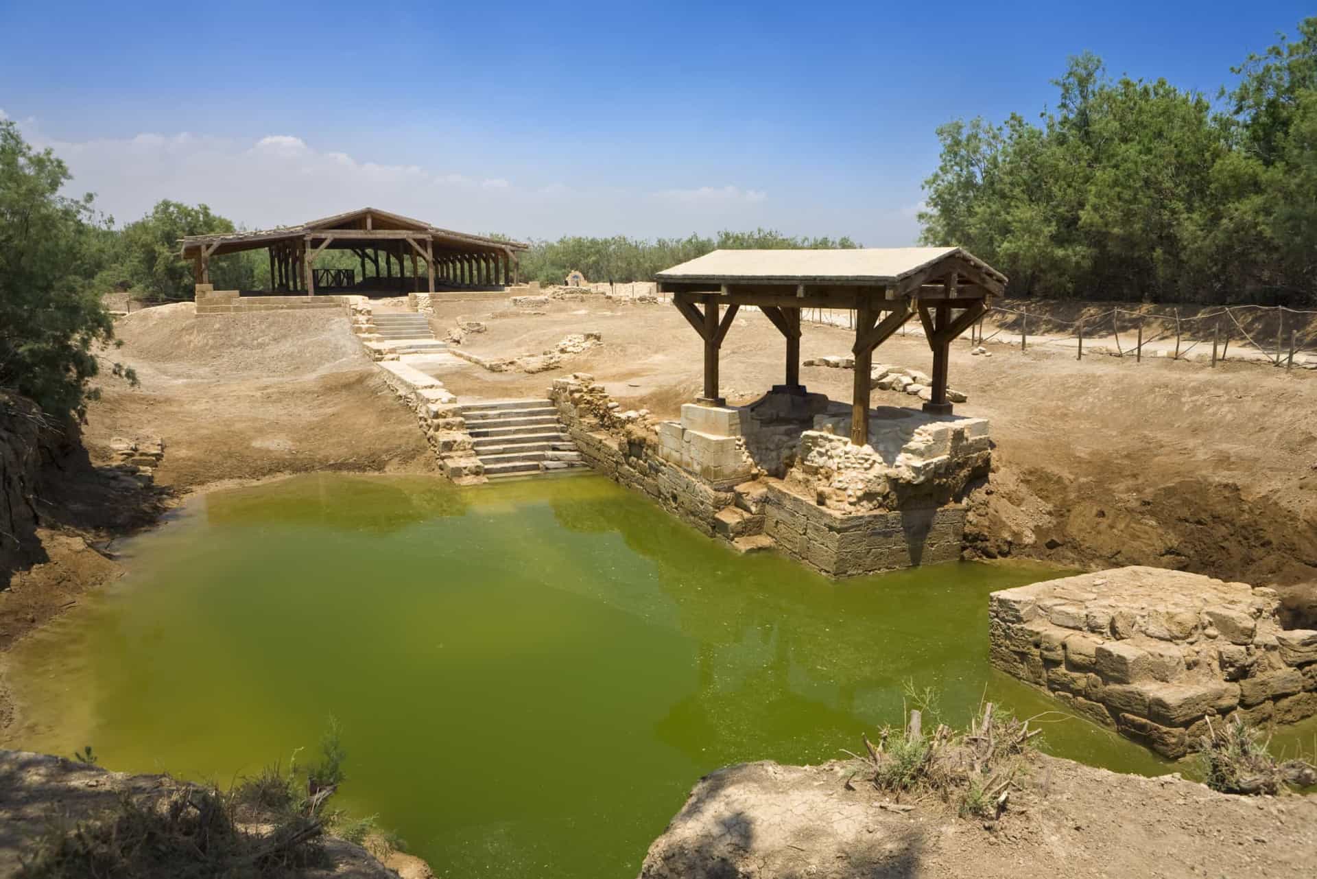 <p>Located on the east bank of the Jordan River is Al-Maghtas, better known as Bethany beyond the Jordan and considered to be the original location of the Baptism of Jesus by John the Baptist. Over the centuries, the river has changed its course, and the water that nourishes the location is today little more than a trickle.</p>
