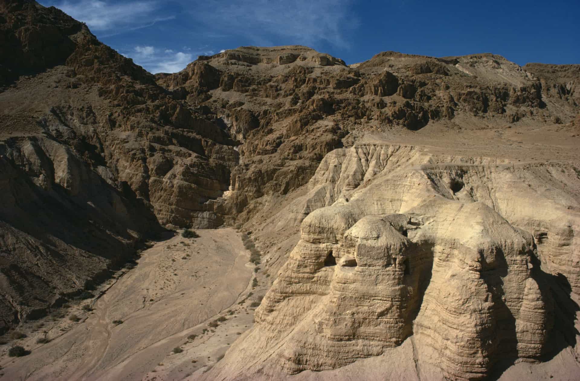 <p>Qumran in the West Bank is the settlement nearest to the Qumran Caves where the first of the ancient Hebrew and Aramaic texts known as the Dead Sea Scrolls were hidden and ultimately discovered in the late 1940s.</p>