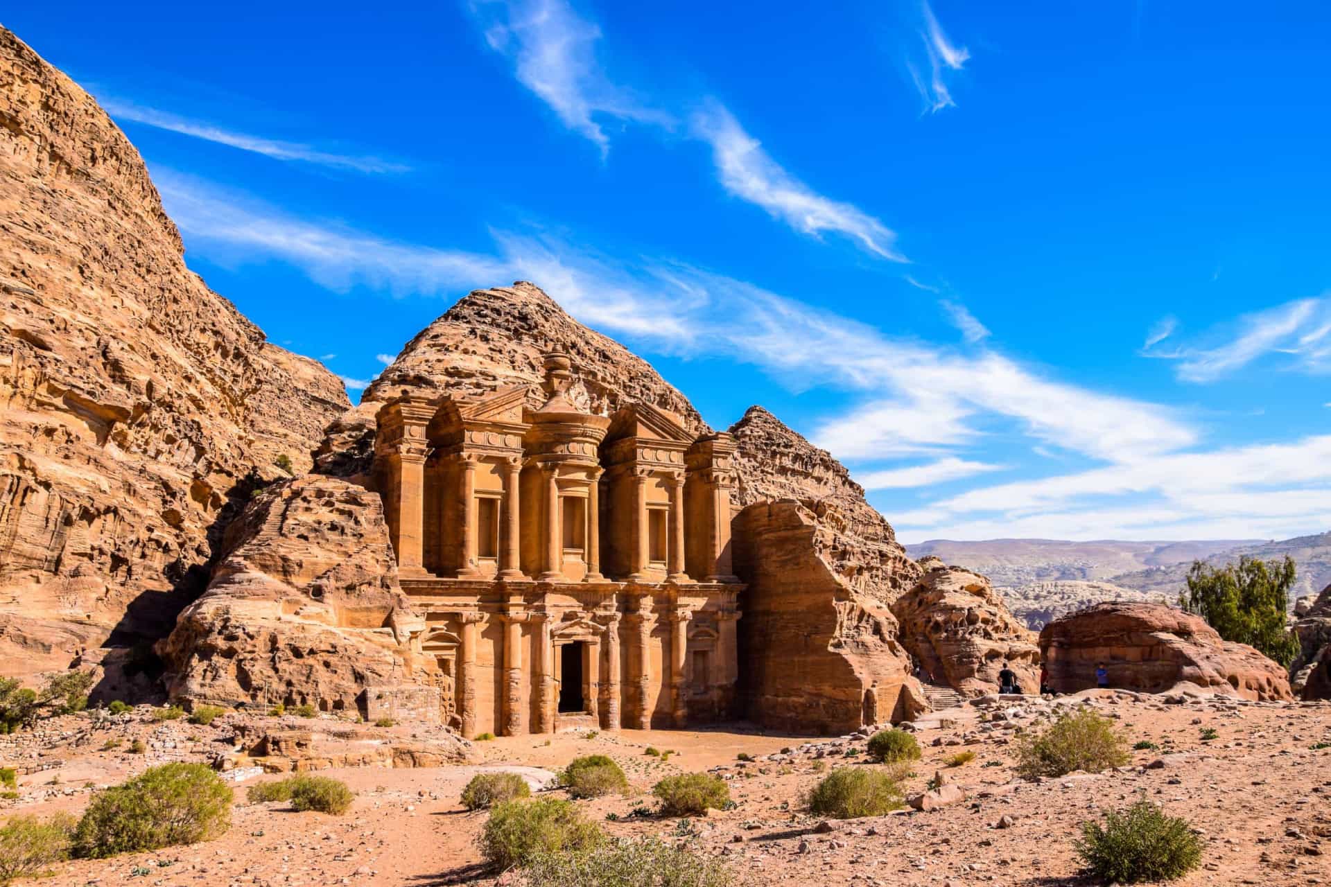 <p>The world-famous city of Petra, carved into the vibrant red rock cliffs of Jebel al-Madhbah, near the Dead Sea in southern Jordan, was known as "Sela" in the Bible. It was likely built circa 312 BCE by the Nabateans, a desert-dwelling Arab tribe.</p>