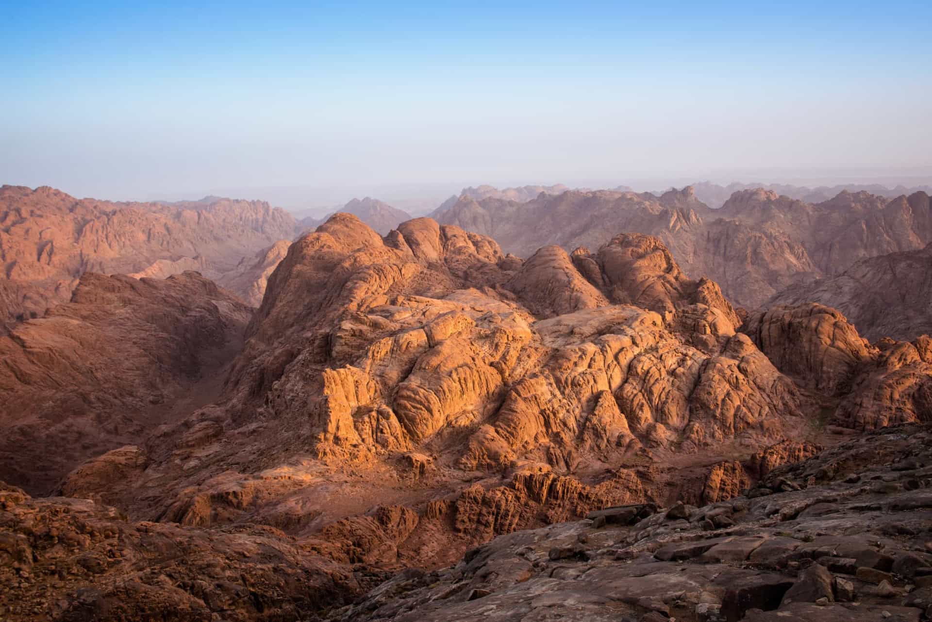 <p>Some scholars suggest that Mount Sinai on the Sinai Peninsula of Egypt is possibly the same location as the biblical Mount Sinai, the place where, according to the Bible and the Quran, Moses received the Ten Commandments.</p>