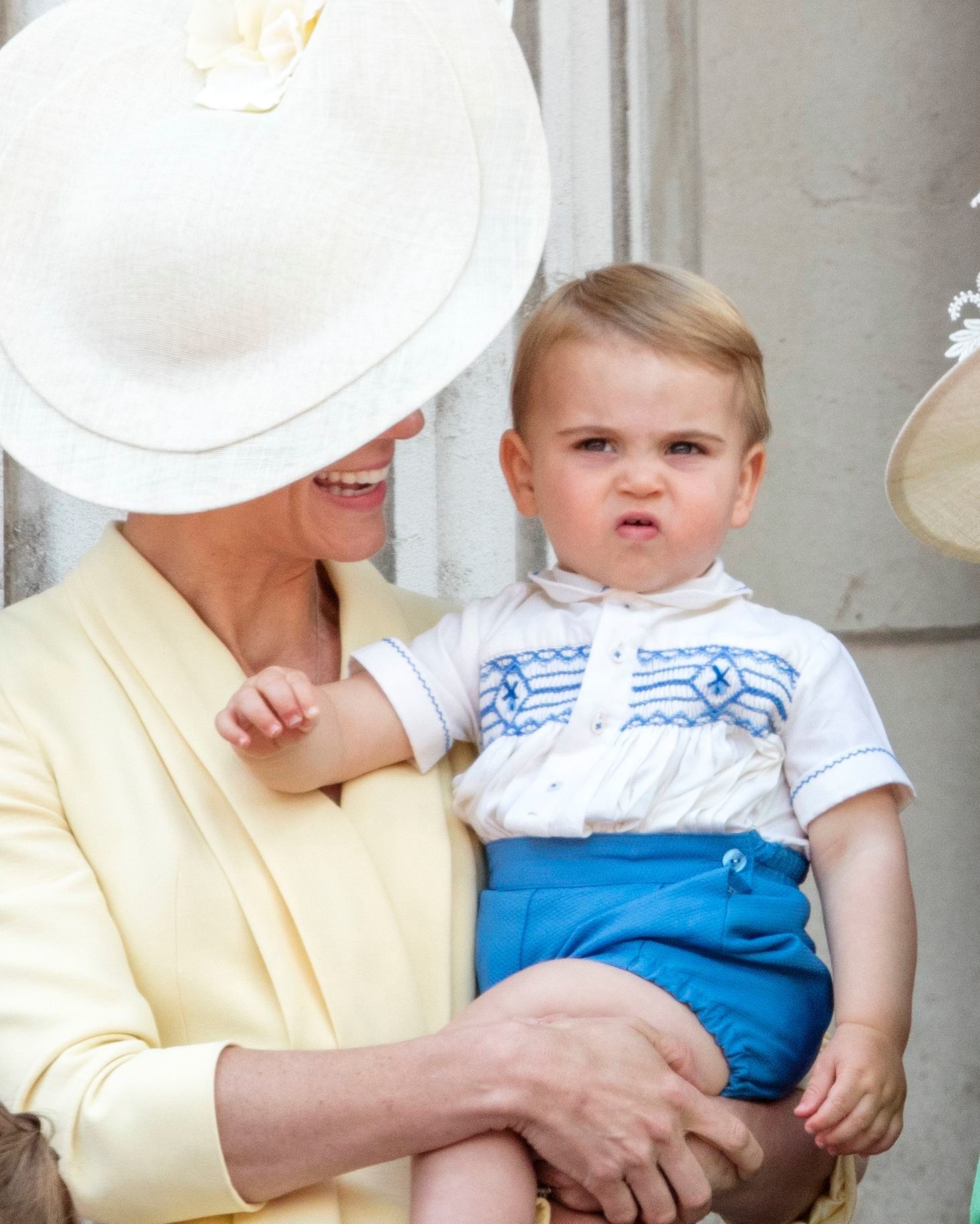 <p>That face! <a href="https://www.wonderwall.com/celebrity/profiles/overview/duchess-kate-1356.article">Duchess Kate</a> and Prince Louis celebrated <a href="https://www.wonderwall.com/celebrity/trooping-colour-2019-see-british-royal-family-queens-annual-birthday-celebration-3019935.gallery">Trooping the Colour</a> -- his first -- on the balcony at Buckingham Palace in London on June 8, 2019.</p>