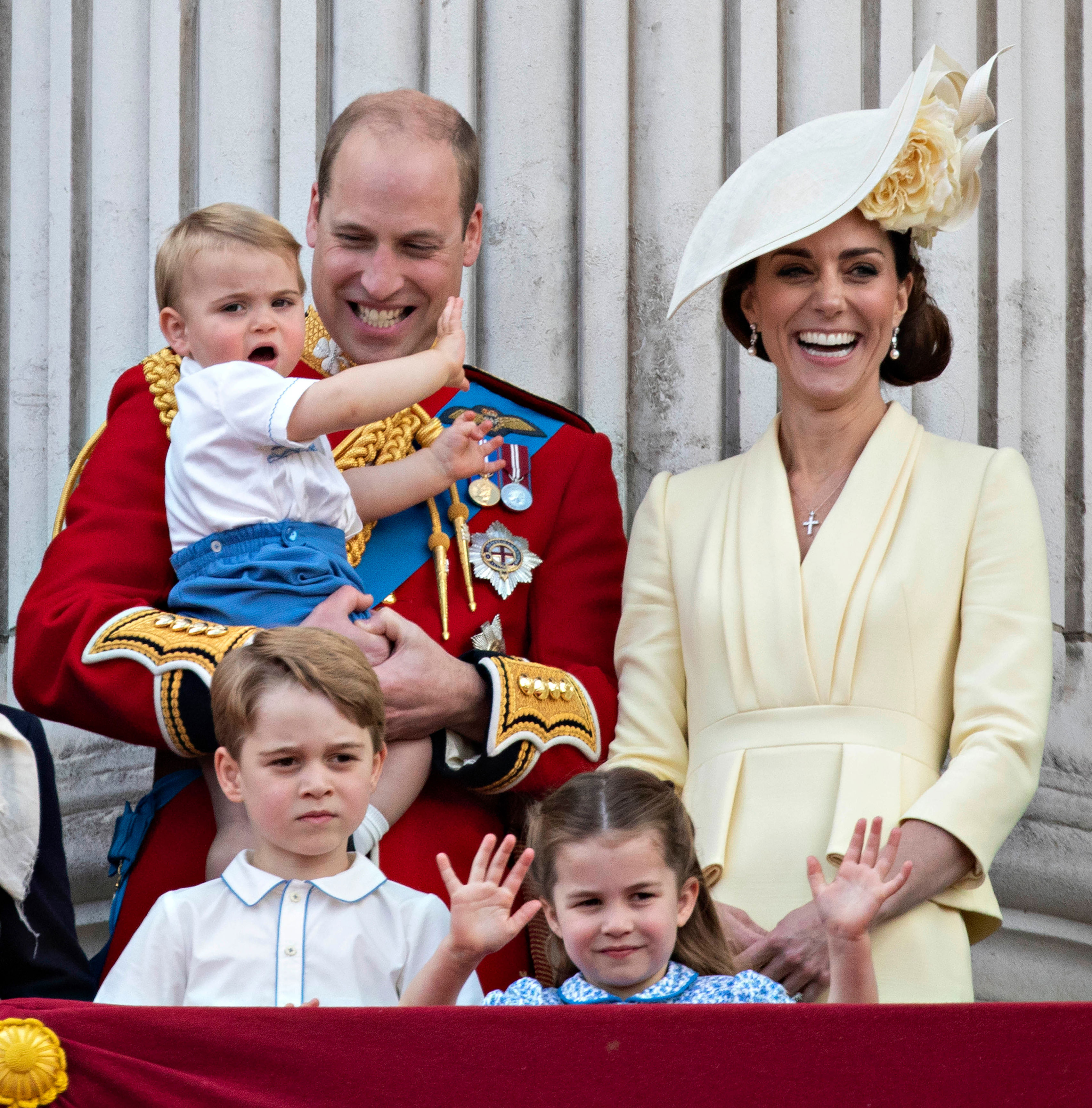 <p>Prince Louis, Prince George and Princess Charlotte celebrated <a href="https://www.wonderwall.com/celebrity/trooping-colour-2019-see-british-royal-family-queens-annual-birthday-celebration-3019935.gallery">Trooping the Colour</a> (it was Louis' first!) with Mum and Dad on the balcony at Buckingham Palace in London on June 8, 2019.</p>