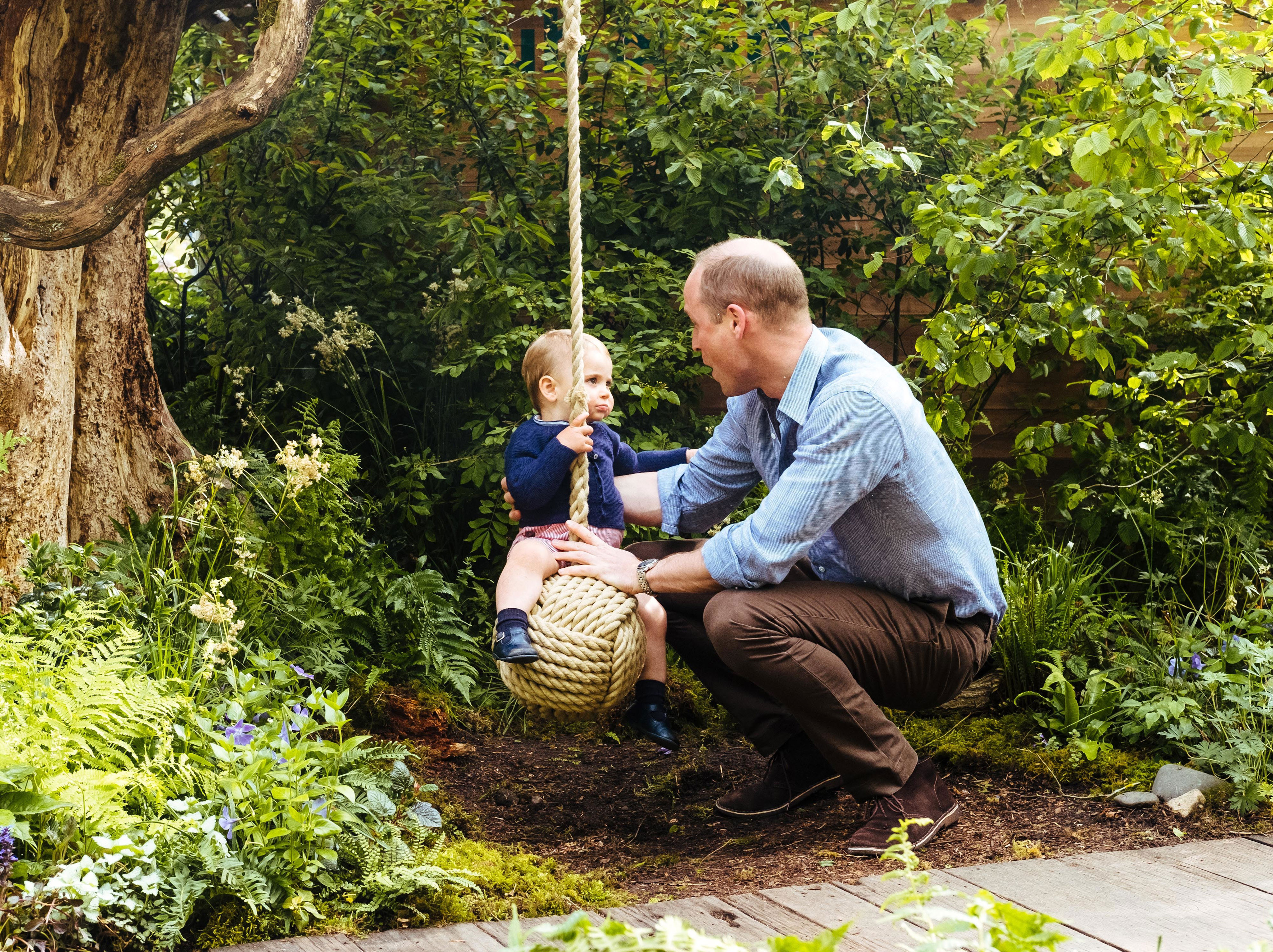 <p><a href="https://www.wonderwall.com/celebrity/profiles/overview/prince-william-482.article">Prince William</a> lovingly played with son Prince Louis on a rope ball swing in the garden <a href="https://www.wonderwall.com/celebrity/profiles/overview/duchess-kate-1356.article">Duchess Kate</a> co-designed with Adam White and Andree Davies for the RHS Chelsea Flower Show in London on May 19, 2019.</p>