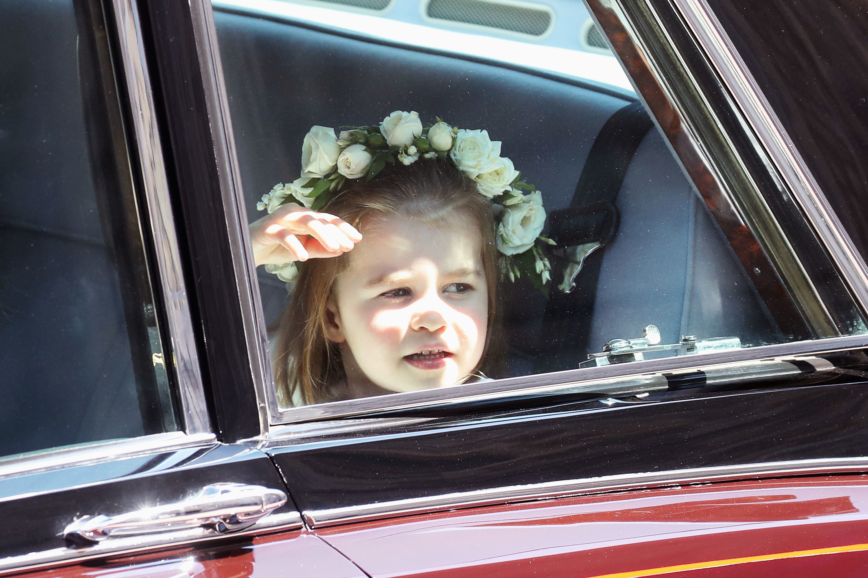 <p>Princess Charlotte of Cambridge arrived at uncle <a href="https://www.wonderwall.com/celebrity/profiles/overview/prince-harry-481.article">Prince Harry</a> and Meghan Markle's <a href="https://www.wonderwall.com/celebrity/photos/prince-harry-meghan-markle-married-royal-wedding-england-all-best-photos-3014346.gallery">wedding</a> -- she was a <a href="https://www.wonderwall.com/celebrity/photos/prince-harry-meghan-markle-married-royal-wedding-fun-facts-details-icymi-3014350.gallery?photoId=1028306">bridesmaid</a>! -- at St. George's Chapel at Windsor Castle on May 19, 2018.</p>