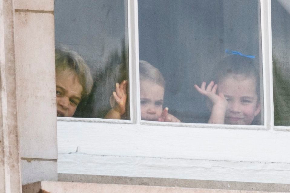 <p>Siblings sneaking a peek! Prince George, Prince Louis and Princess Charlotte looked out of a window at Buckingham Palace in London during their great-grandmother the queen's official birthday celebration, <a href="https://www.wonderwall.com/celebrity/trooping-colour-2019-see-british-royal-family-queens-annual-birthday-celebration-3019935.gallery">Trooping the Colour</a>, on June 8, 2019.</p>