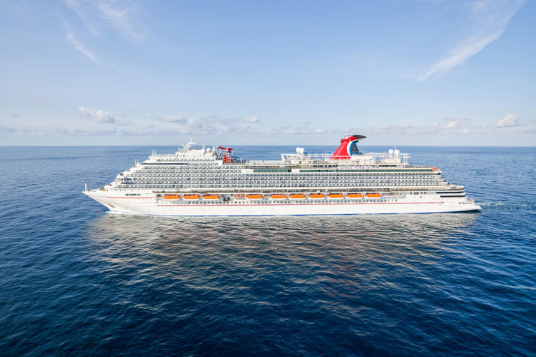 Carnival ships are easy to spot at sea, thanks to their distinctive, wing-shaped funnels. CARNIVAL CRUISE LINE
