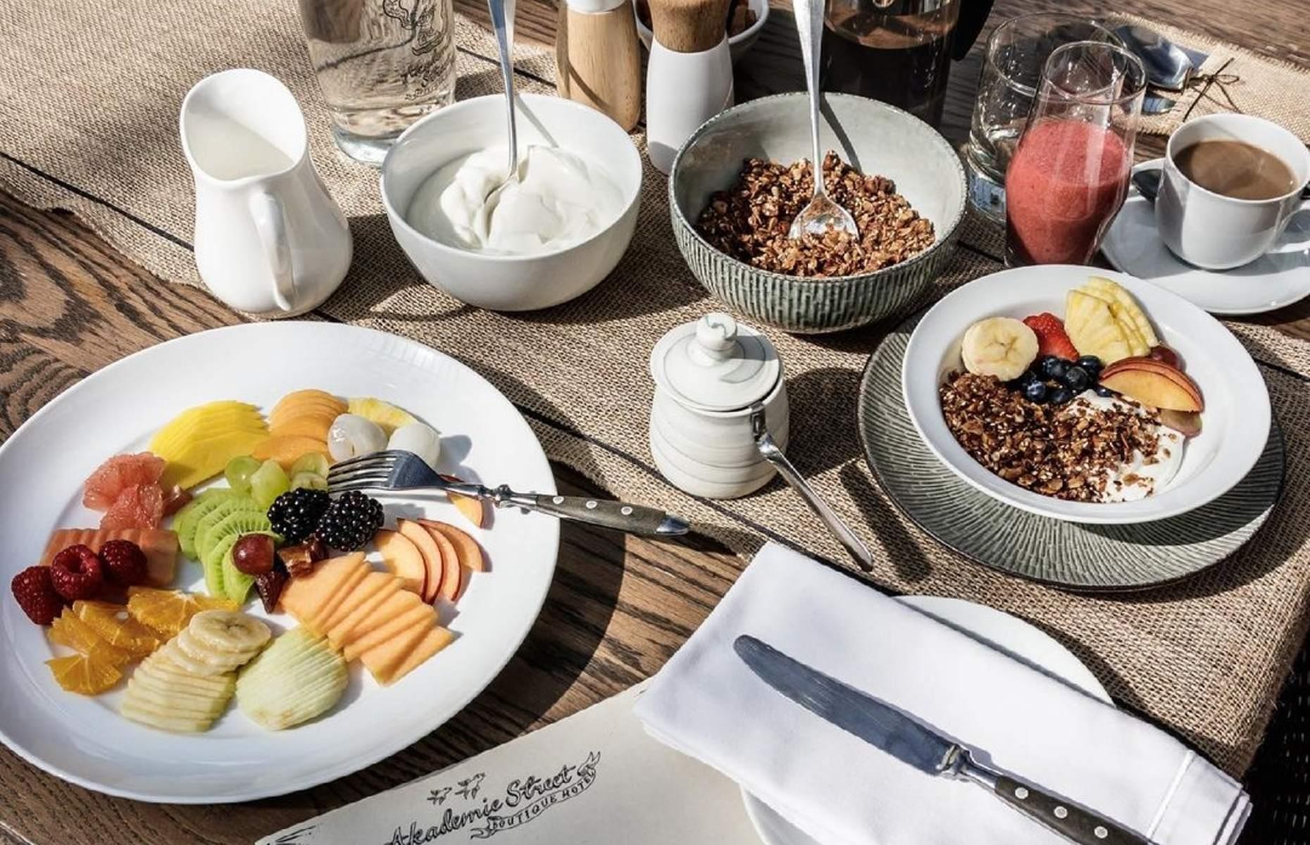 <p>Franschhoek may be renowned for its fine wines, but rumor has it that the breakfasts in town are pretty top-drawer too – especially at the <a href="https://www.aka.co.za/">Akademie Street Boutique Hotel</a>. There's no added cost, making this perhaps the chicest bed and breakfast going. Guests are led into the property’s tranquil orangery where a luxuriously wholesome offering of seasonal fruit, home-roasted granola, pastries and yogurt awaits, as well as a plentiful choice of cooked dishes that can be washed down with a coffee, a smoothie or even a glass of Champagne.</p>