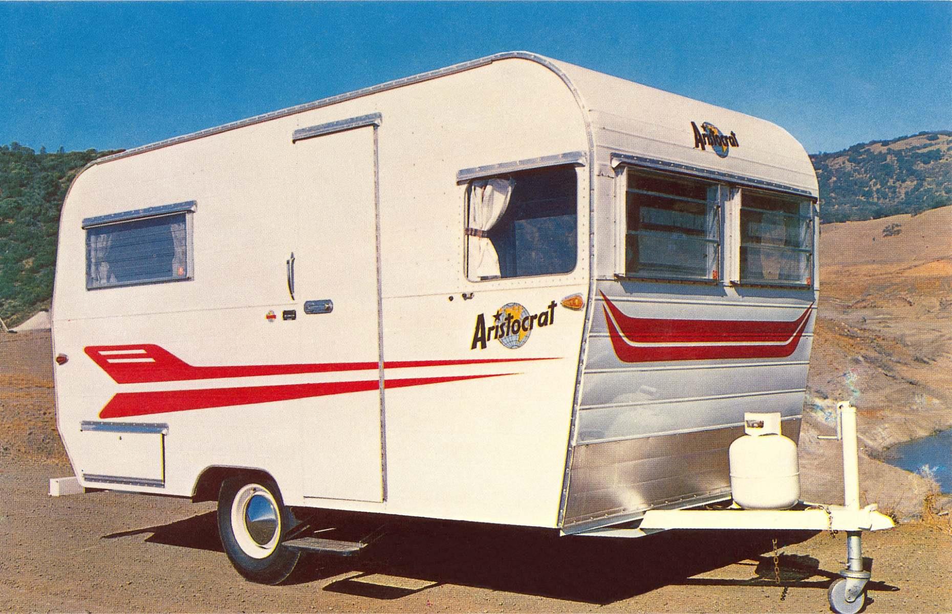 In the early 1960s, Aristocrat was the premier manufacturer of RVs in the country and its lo-liner model, which could fit into a standard garage, was especially popular. Although the company was in business for less than two decades, its trailers were so well-made – using aircraft construction methods and high-quality metals – they can still sometimes be seen on the road today.