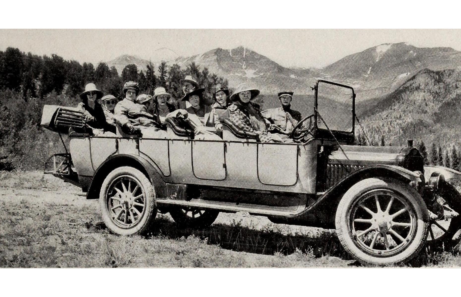 <p>Since the first national parks were signed into law in the late 1800s, Americans began to gain a greater appreciation for the natural beauty in their backyard. Then the arrival of cars made it easier to access them – although it was still a privilege available to the wealthy few who were lucky enough to own one. Pictured here is a group of visitors on a guided “Two National Parks in Two Weeks” tour that swept through Rocky Mountain National Park and Yellowstone National Park.</p>  <p><a href="https://www.facebook.com/loveexploringUK?utm_source=msn&utm_medium=social&utm_campaign=front"><strong>Love this? Follow us on Facebook for more travel inspiration</strong></a></p>